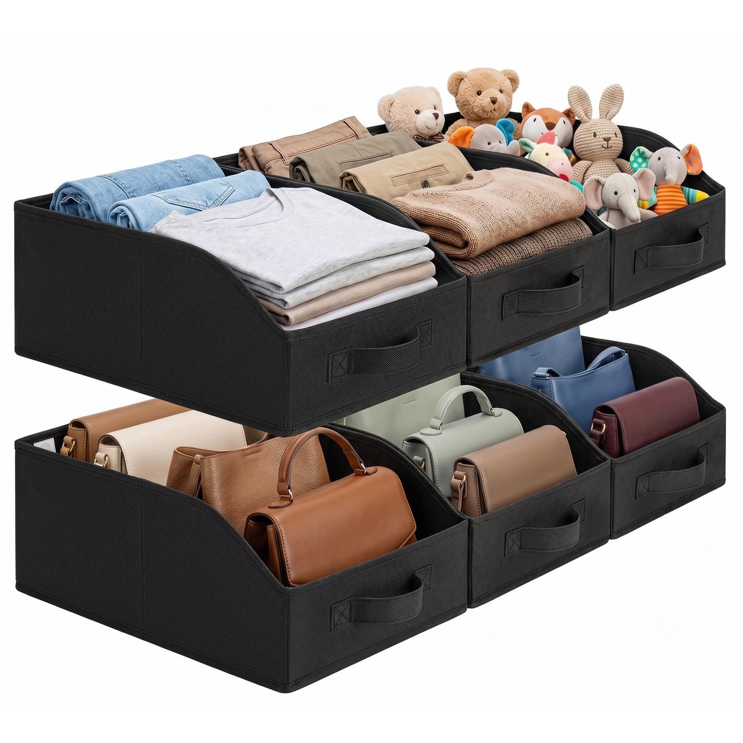 GRANNY SAYS Trapezoid Closet Storage Bins, Medium, Black, 3-Pack