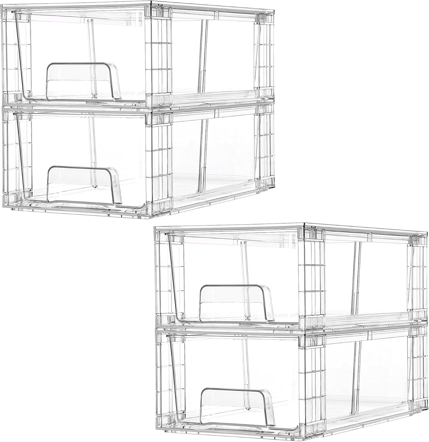 Vtopmart 4 Pack Stackable Clear Drawer with Dividers