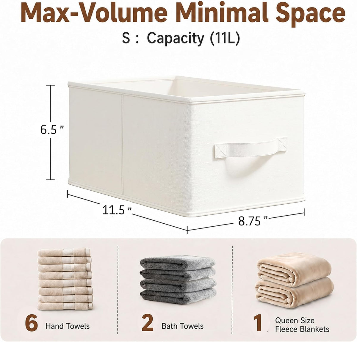 3-Pack Closet Storage Bins, Foldable Fabric Storage Baskets, Beige