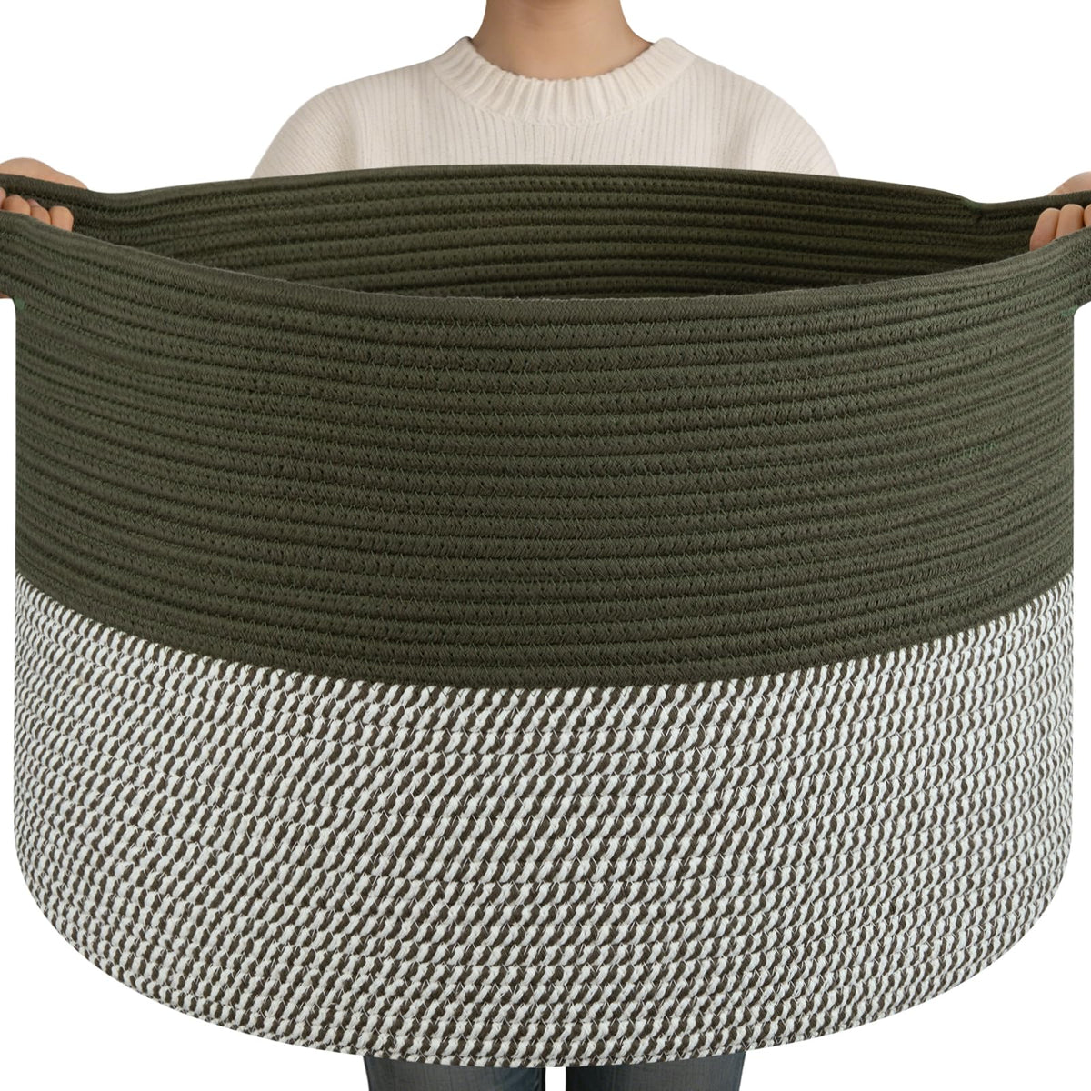 OIAHOMY 90L XXXLarge Blanket Basket Living Room Laundry Basket Brown