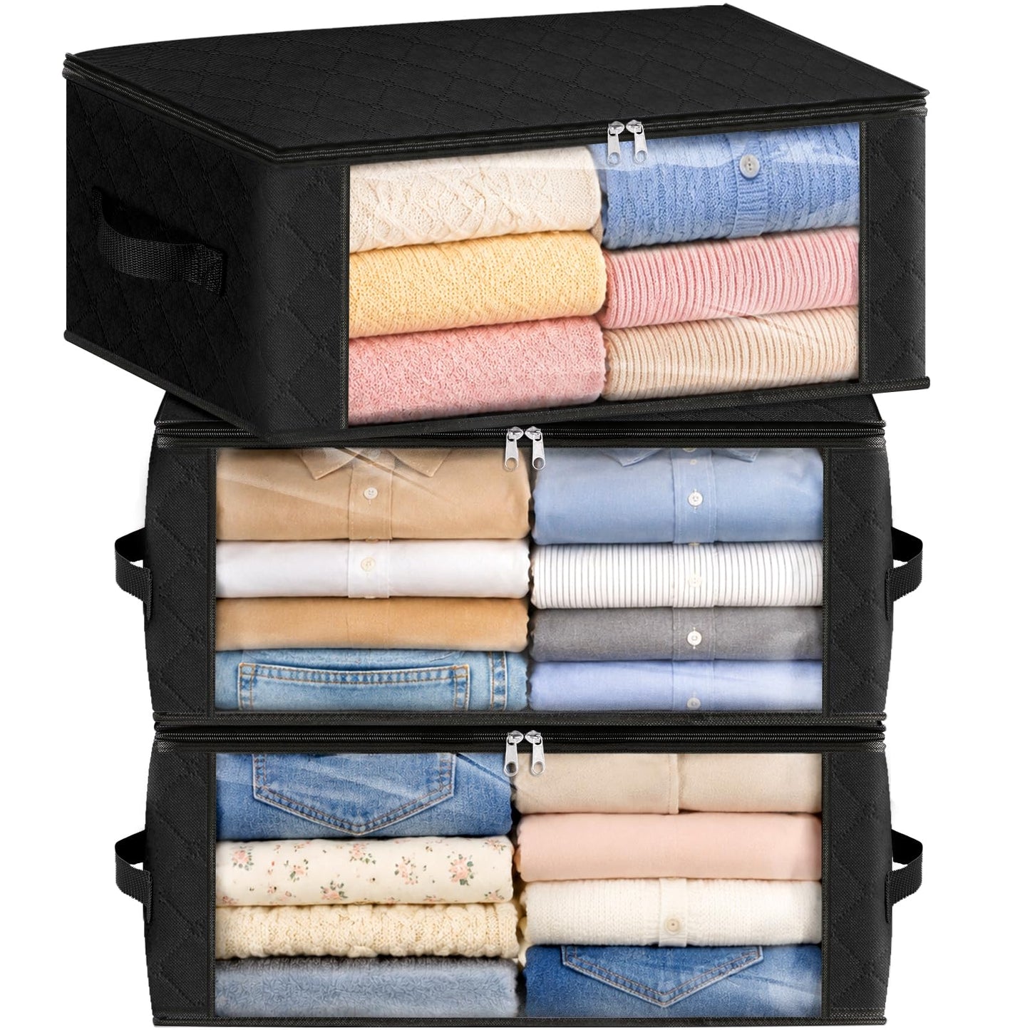 Fab totes 6 Pack Storage Bags for Clothes Blanket Storage Bins with Lids