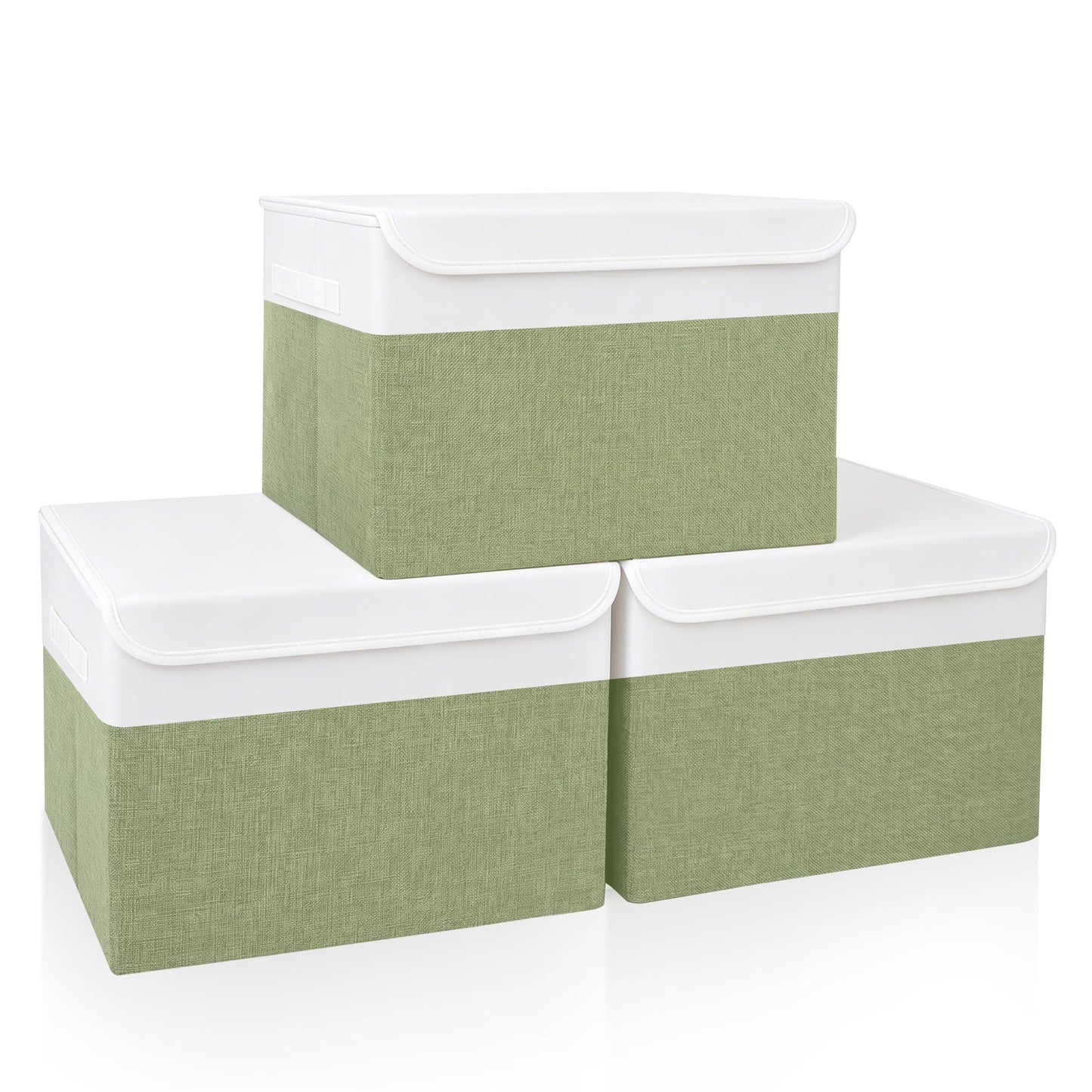 Bagnizer Large 22 Quart Linen Fabric Foldable Storage Bin Cube Organizer Basket with Flip-Top Lid & Handles, Clothes Blanket Box for Home, Office, Closet, Black, 4 Pack 14.6 x 9.5 x 9.5”