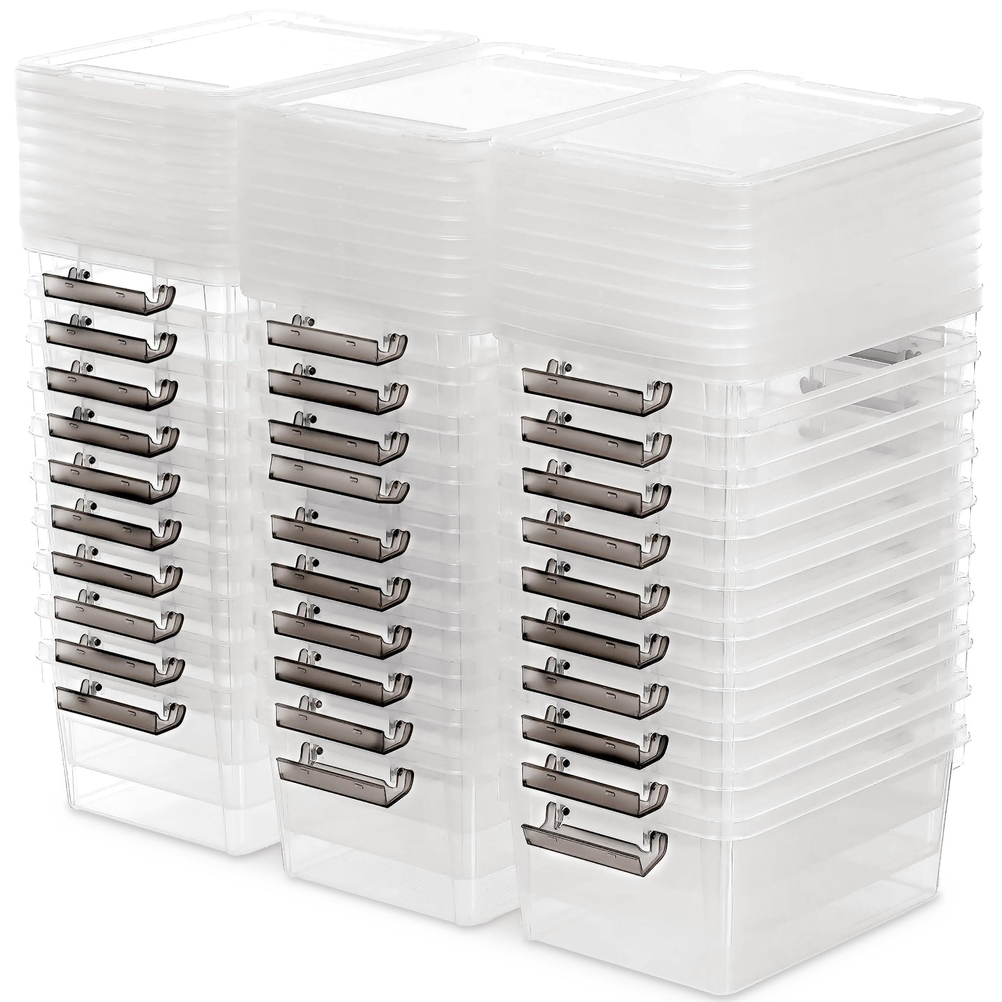 Citylife 10Packs 1.3Qt Small Storage Bins with Lids,Stackable Clear
