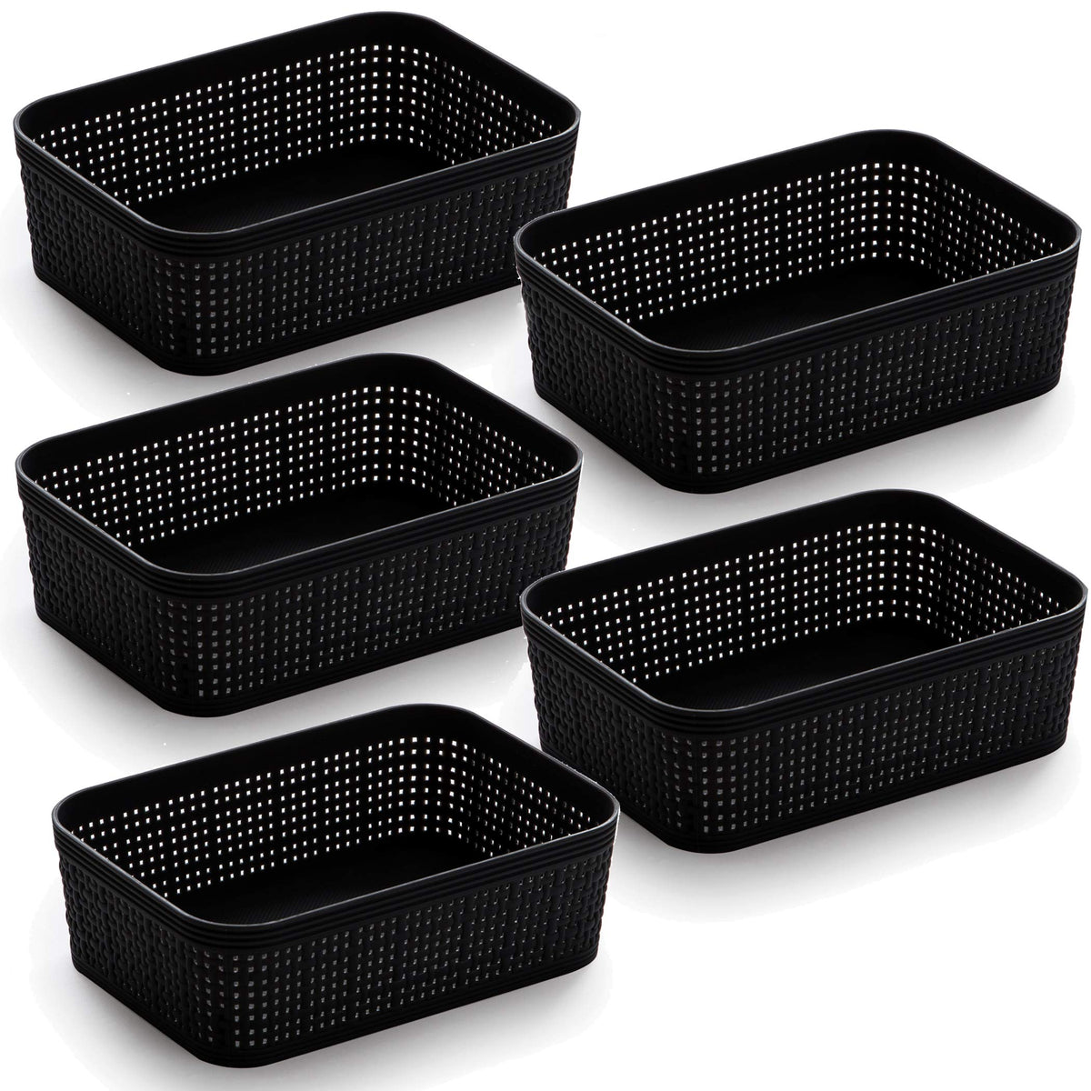 BINO Woven Plastic Basket | Large (Natural), 3-Pack | THE JUTE COLLECTION | Home Organization, Space-Saving Storage, Stylish Design | Plastic Storage Basket