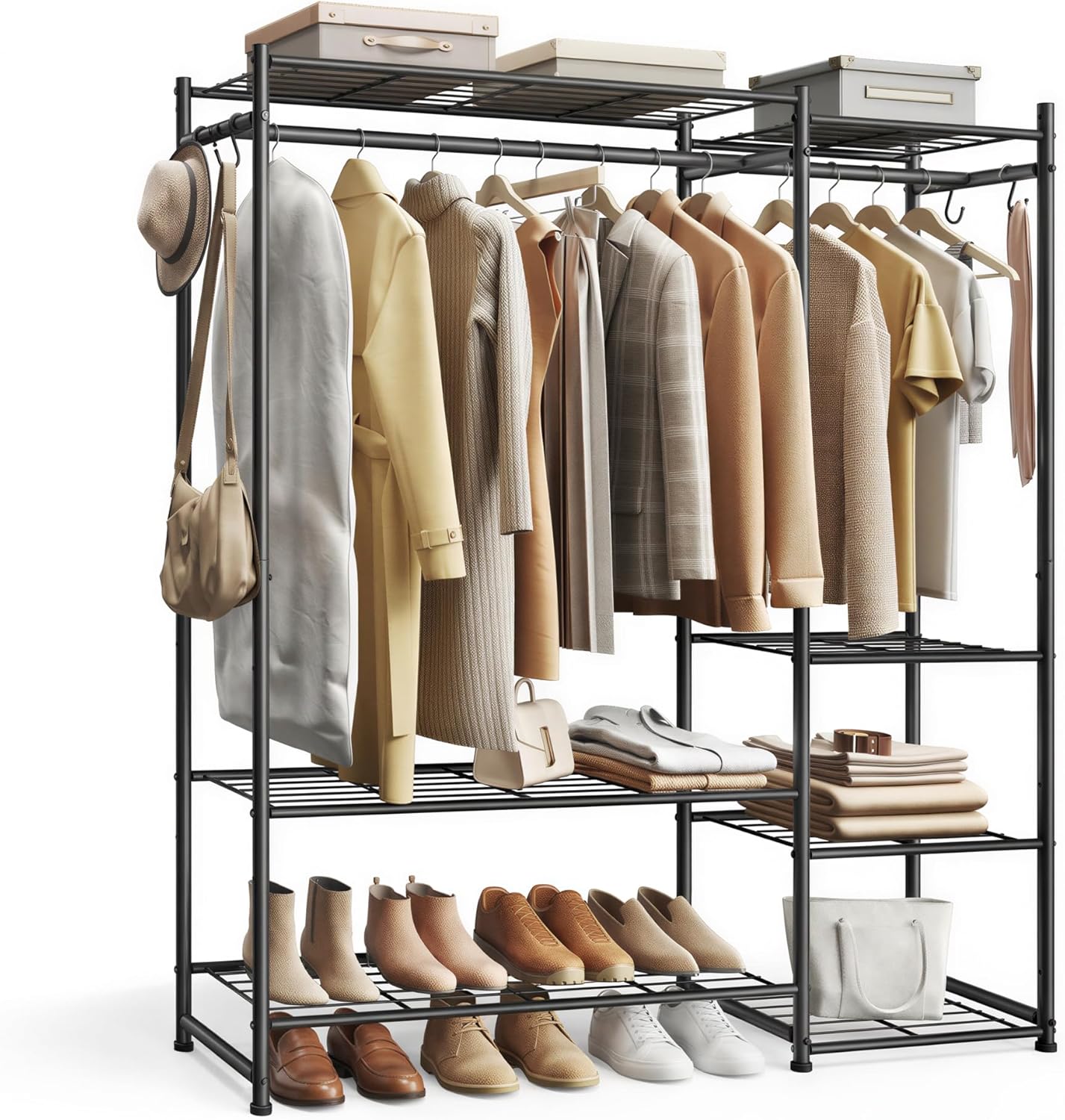 SONGMICS Portable Closet Wardrobe, Freestanding Clothing Rack