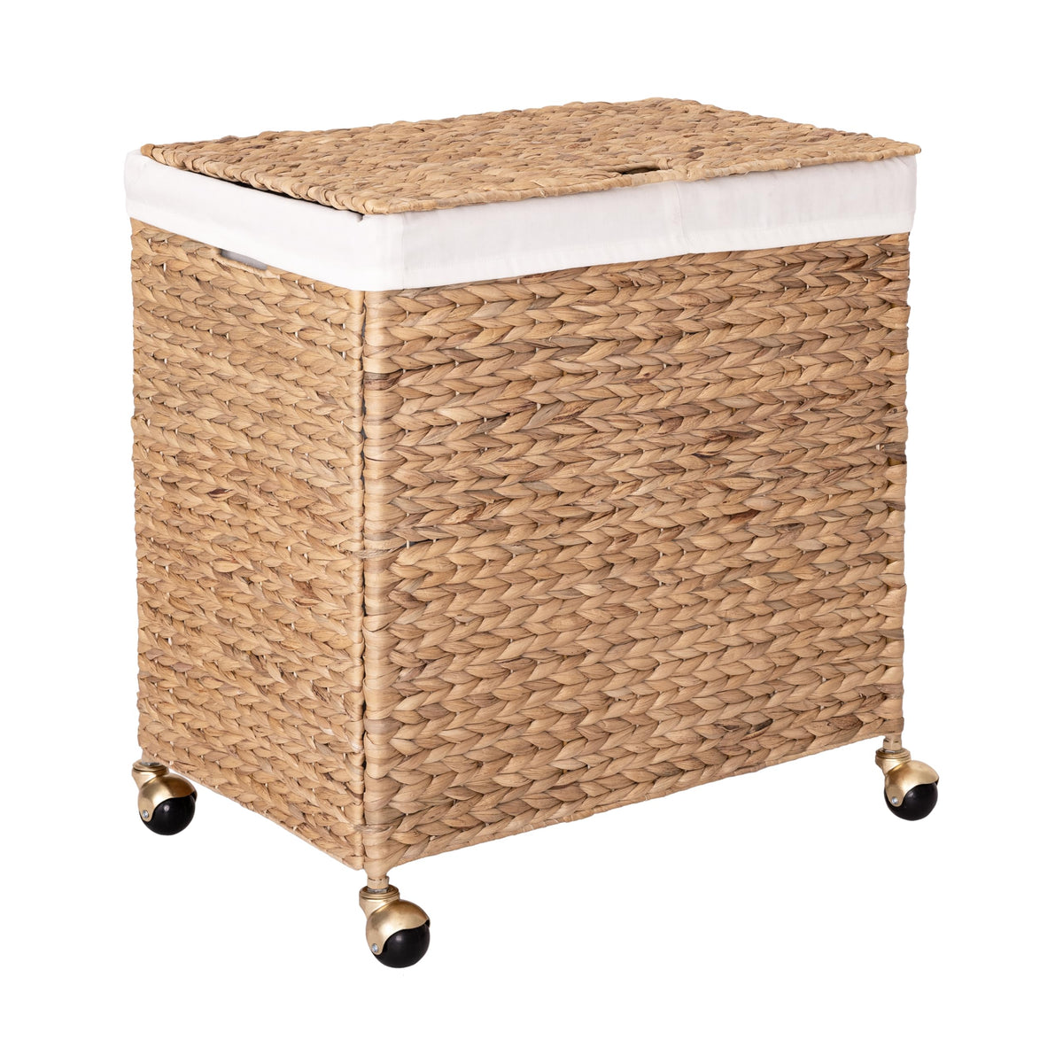 Seville Classics Premium Natural Handwoven Portable Laundry Bin Basket with Carrying Handles, Household Storage for Clothes, Linens, Sheets, Toys, Natural Water Hyacinth, Rectangular (2-Pack)