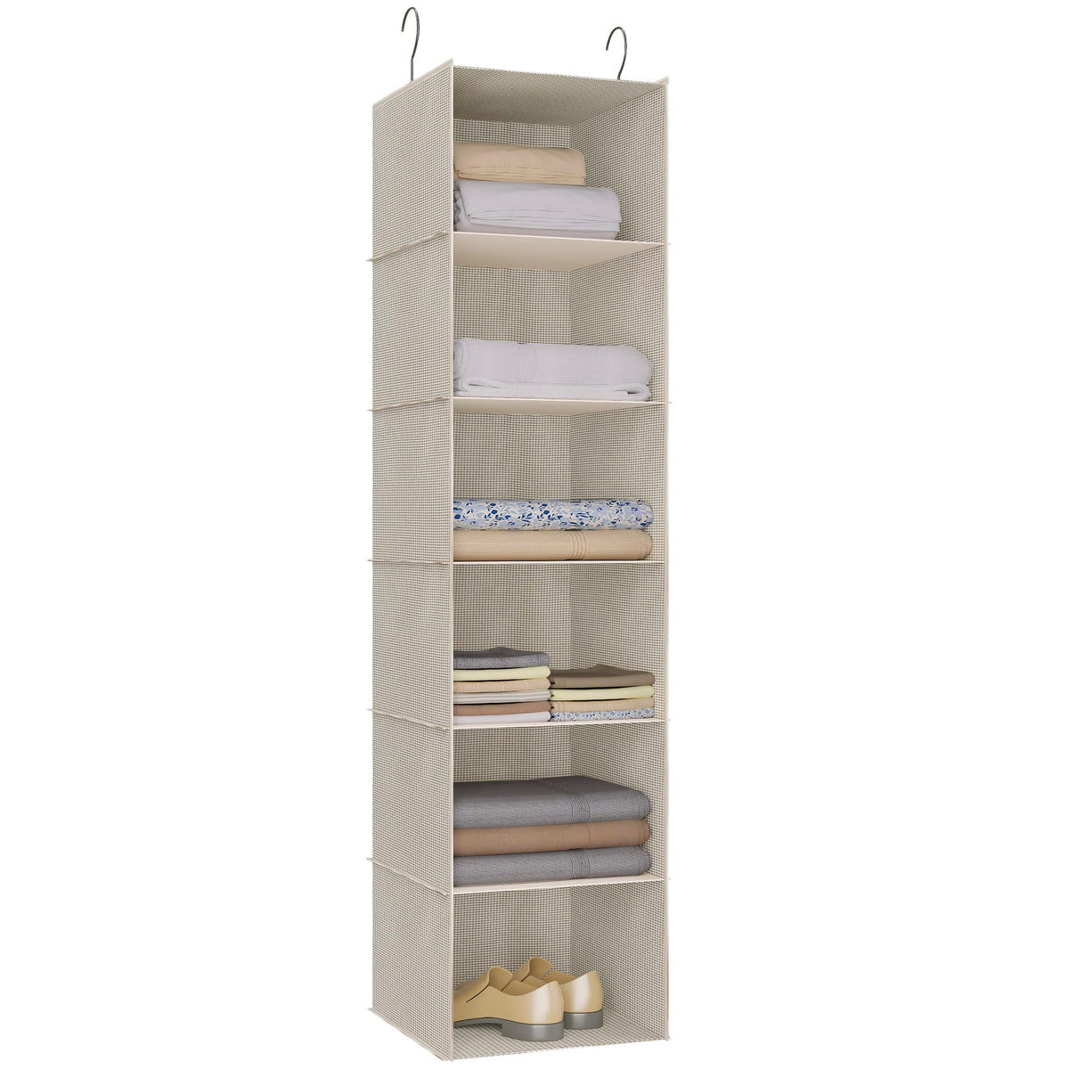 Hanging Closet Organizer 3-Shelf, Oxford Fabric Wardrobe Storage, Gray