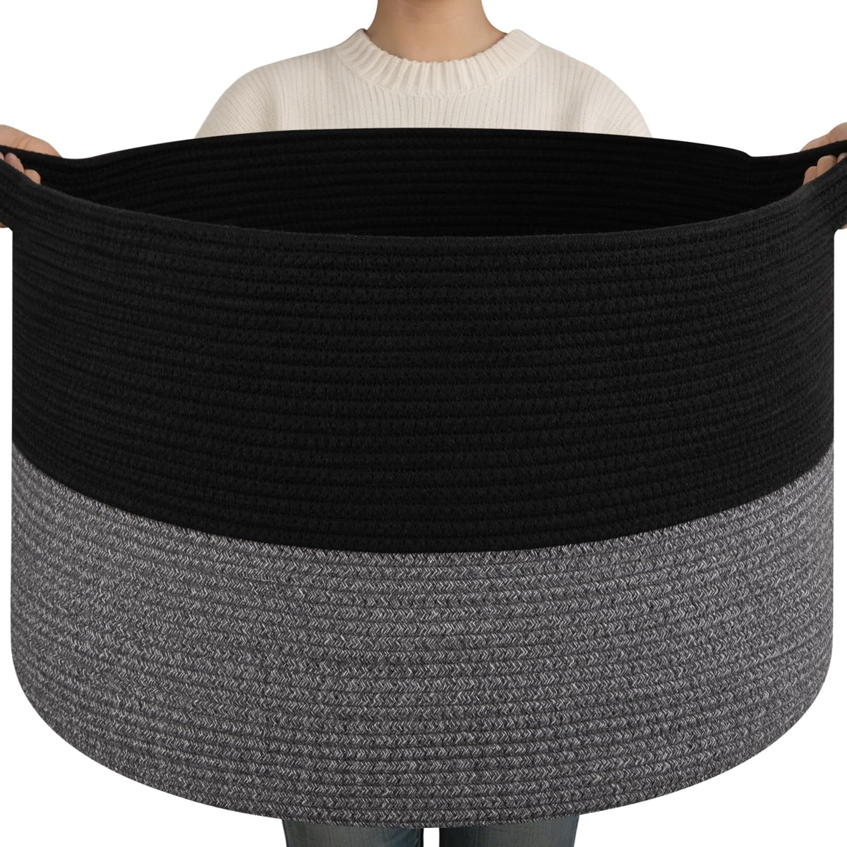 OIAHOMY 90L XXXLarge Blanket Basket Living Room Laundry Basket Brown