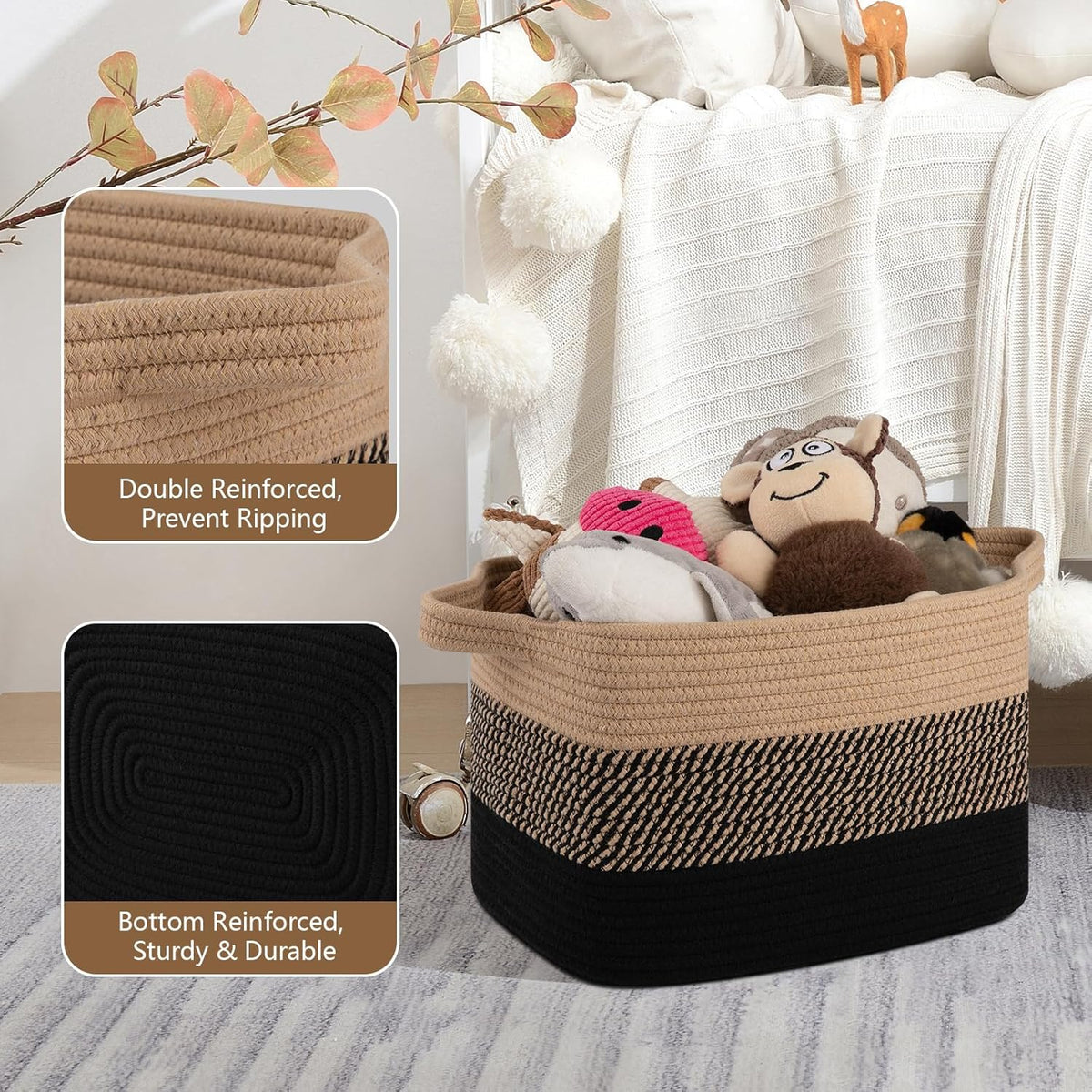 OIASKET Storage Basket for Organizing 3 Pack, Woven Baskets for Storage