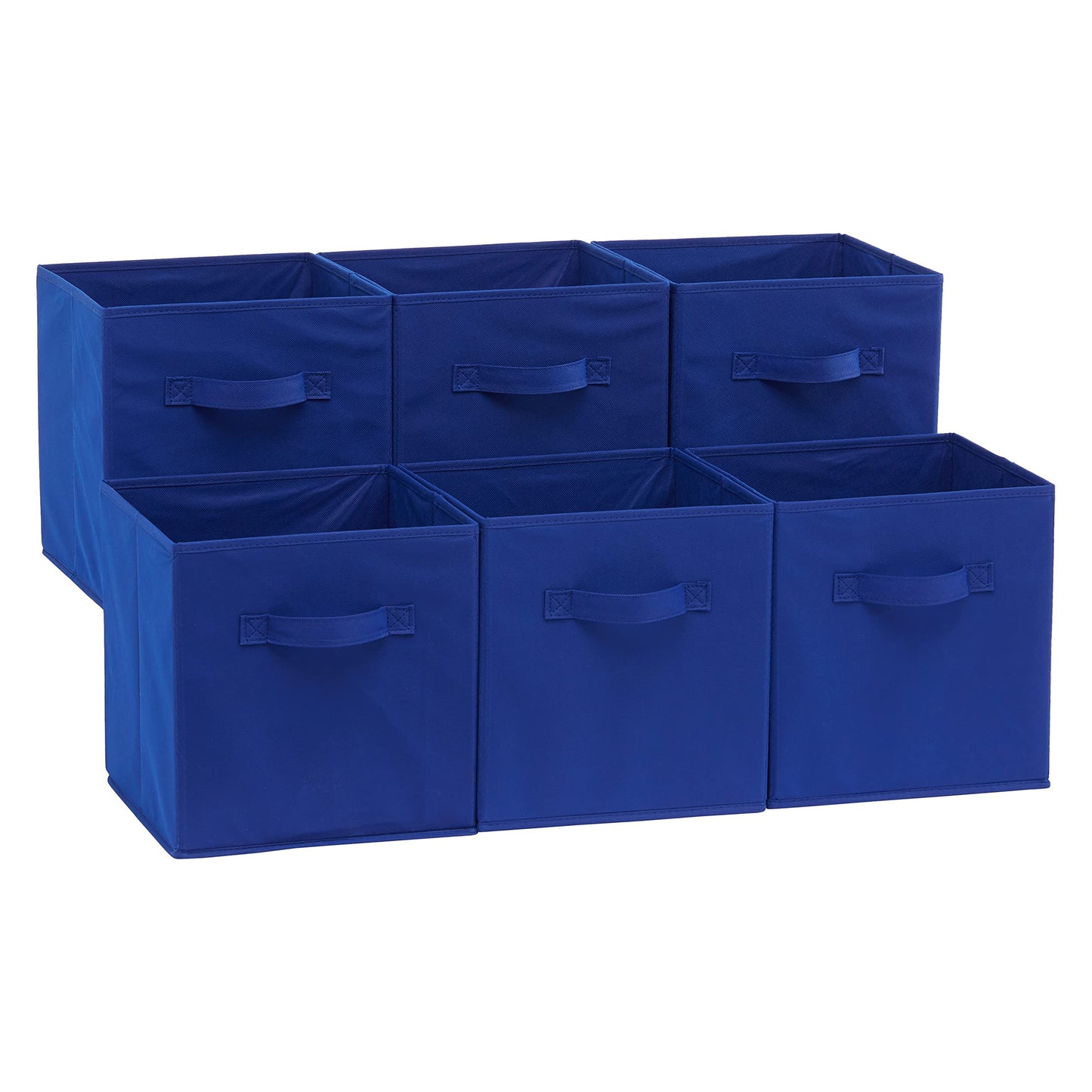 Amazon Basics Collapsible Fabric Storage Cube Bins Organizer with Handles for Organization and Organizing Solution, 13"x13"x13", Beige, 6-Pack