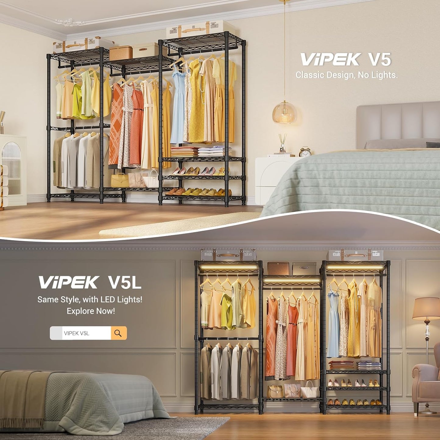 VIPEK V5 Heavy Duty Clothes Rack, Freestanding Modular Closet System, Black