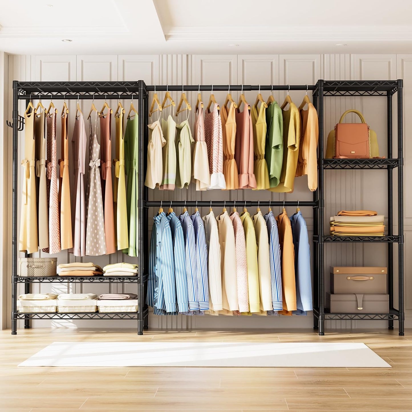 Golpart Heavy Duty Clothes Rack Metal Wardrobe with Adjustable Wire Shelves
