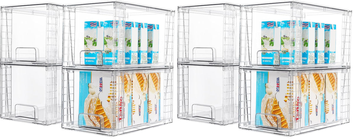 Vtopmart 4 Pack Stackable Clear Drawer with Dividers