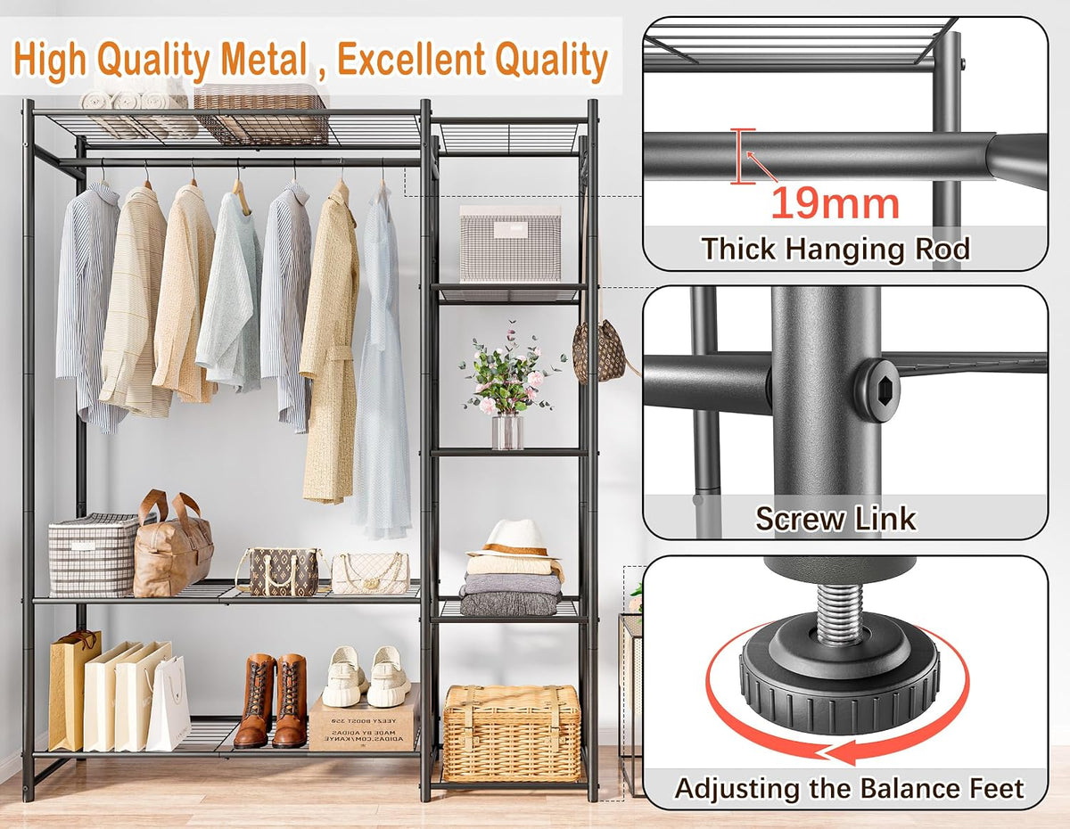 HOMIDEC Wardrobe Closet,Portable Clothes Rack with 4 Tiers Shelves