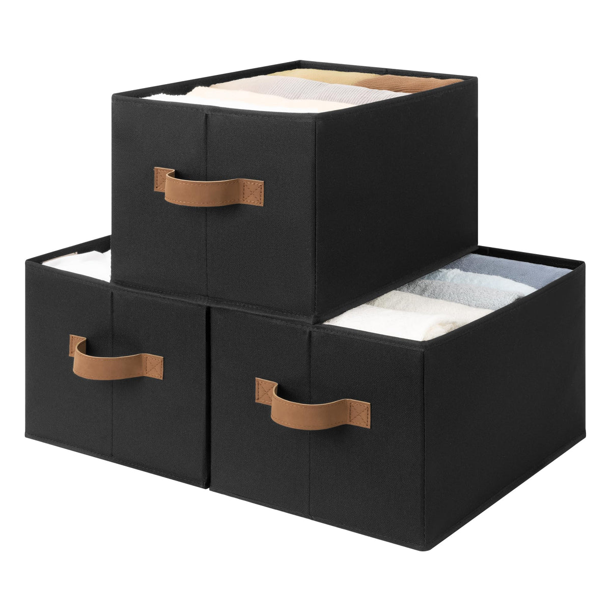 StorageWorks Closet Storage Bins, Beige, 3-Pack, Large