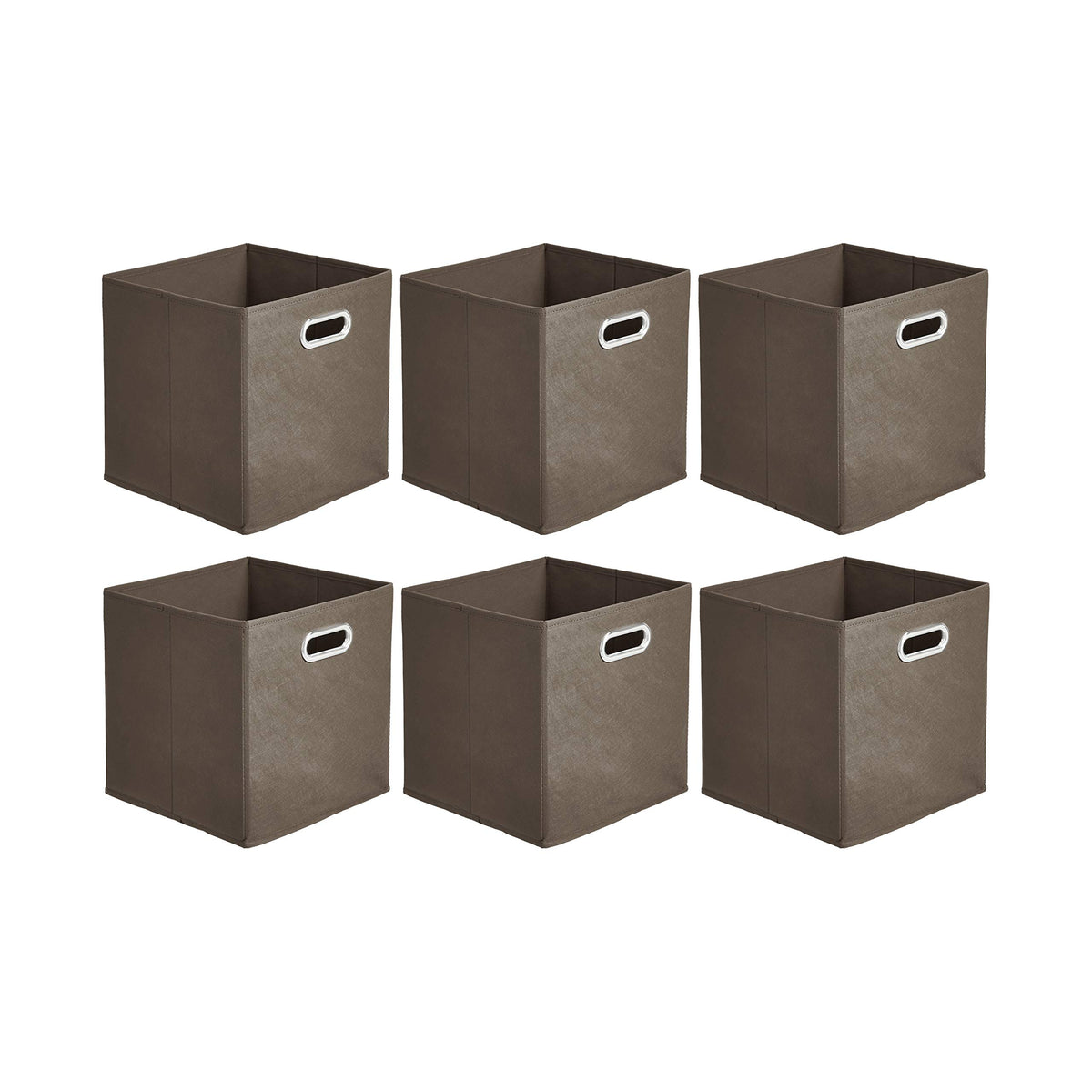 Amazon Basics Collapsible Cube Storage Bins, Space-Saving, Organizing Fabric Bins with Handles, 10.5 x 10.5 x 11 inches, Light Grey, 6-Pack
