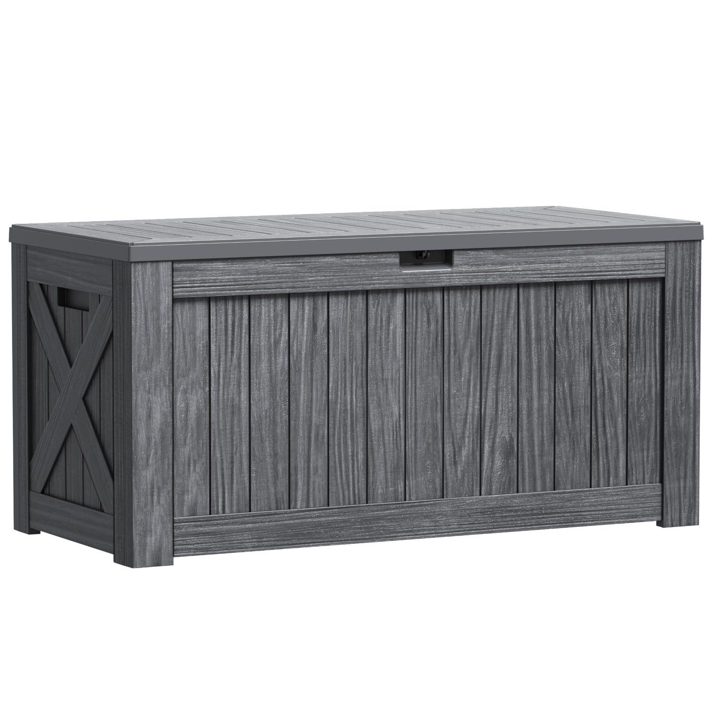 Greesum Outdoor Storage Box 31 Gallon Storage Box with Lid for Patio Furniture, Garden Tools, Pool Supplies, Waterproof and UV Resistant, Lockable, Dark Black