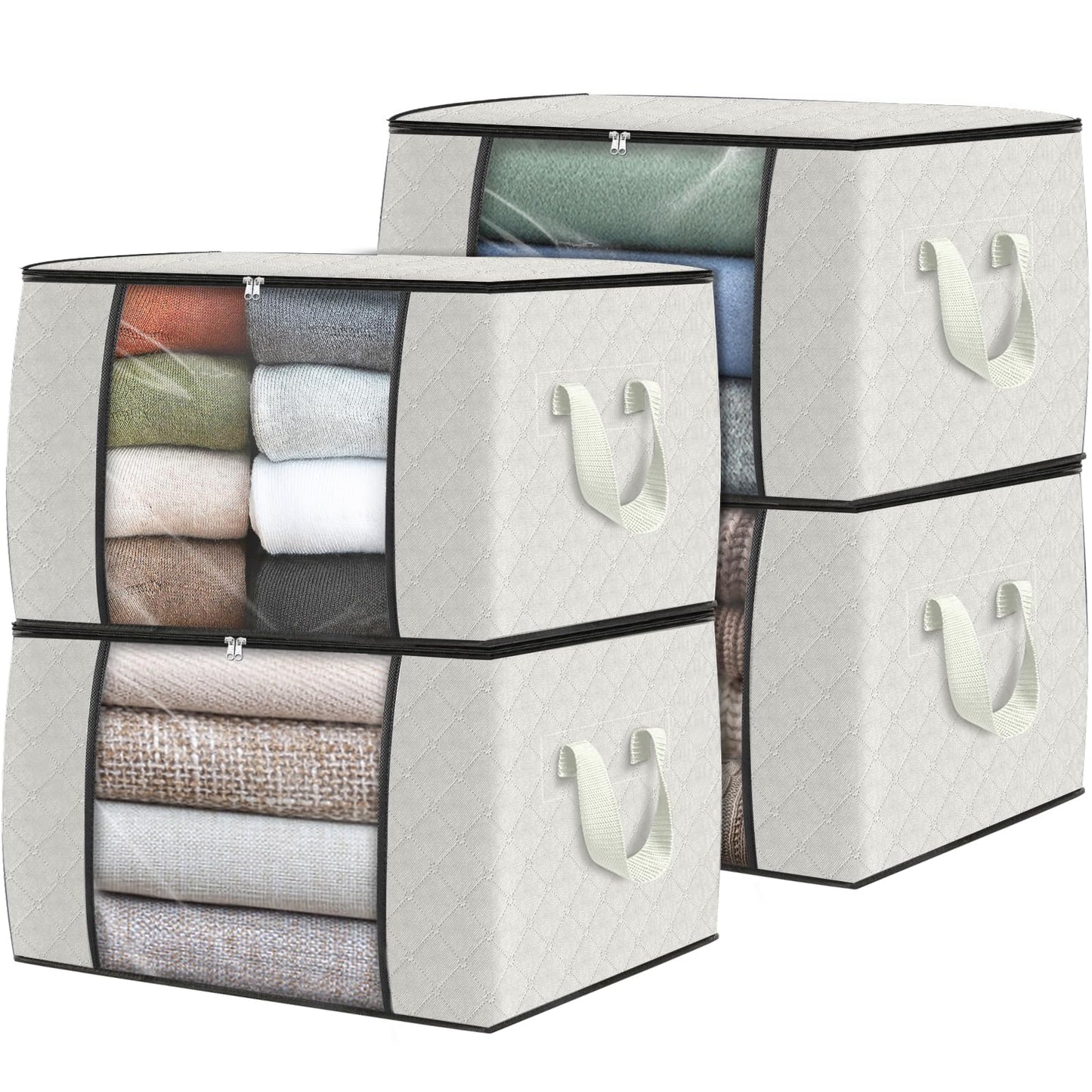 Fab totes 6 Pack Storage Bags for Clothes Blanket Storage Bins with Lids