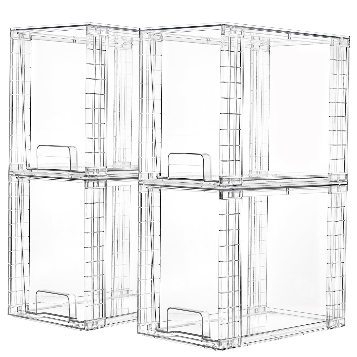 Vtopmart 4 Pack Stackable Clear Drawer with Dividers