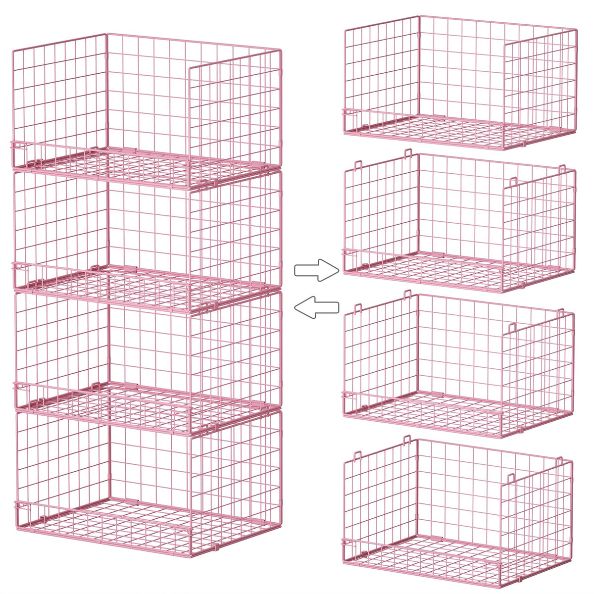 Yociyoga 5-Tier Stackable Closet Organizers and Storage Basket - Foldable Closet Shelf Organizer System, Space-Saving Clothes Storage Bins Drawer Organizer for Wardrobe, White (Patent 30022416)
