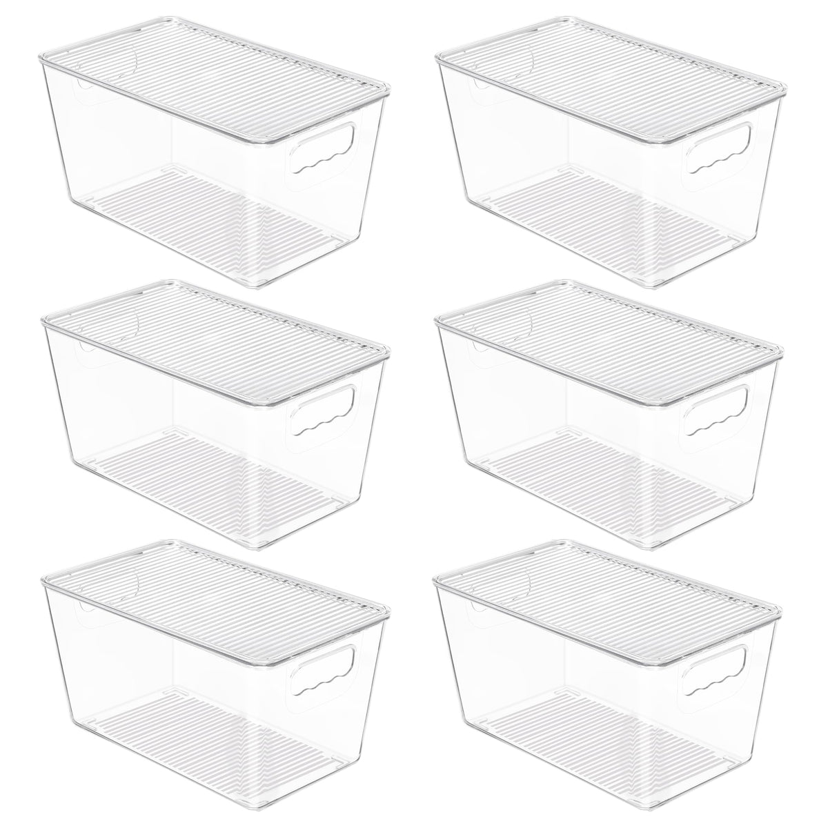 Vtopmart 6 Pack Clear Stackable Storage Bins with Lids and Handles, Large