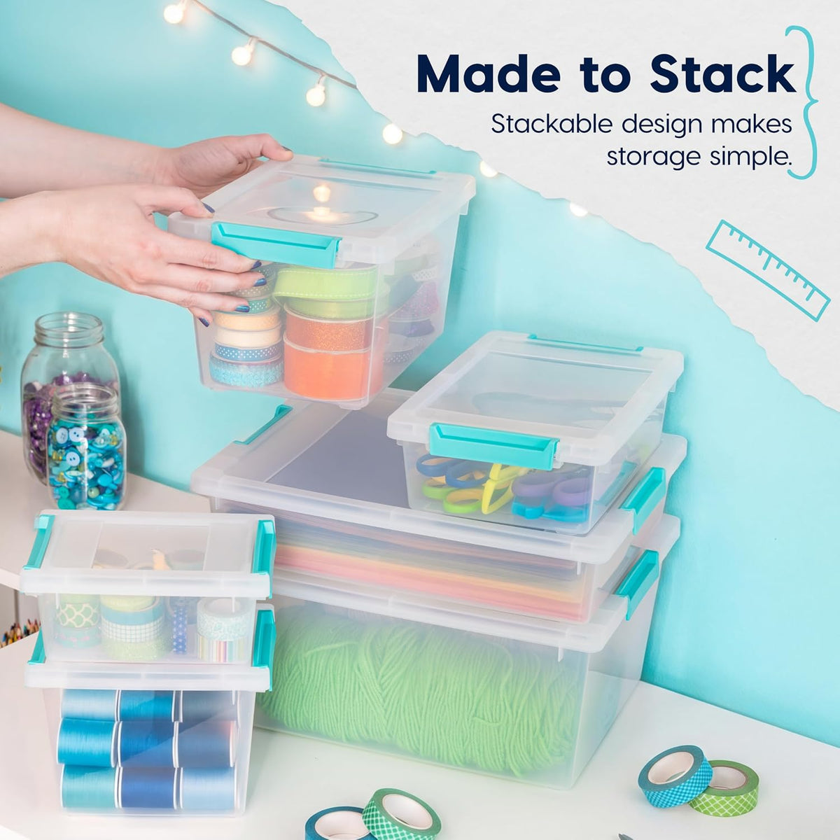 IRIS USA Storage Bins with Lids |Made in USA| 6 Qt - (4-Pack) - Clear