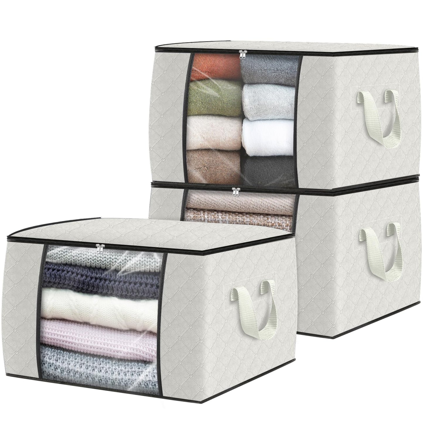 Fab totes 6 Pack Storage Bags for Clothes Blanket Storage Bins with Lids