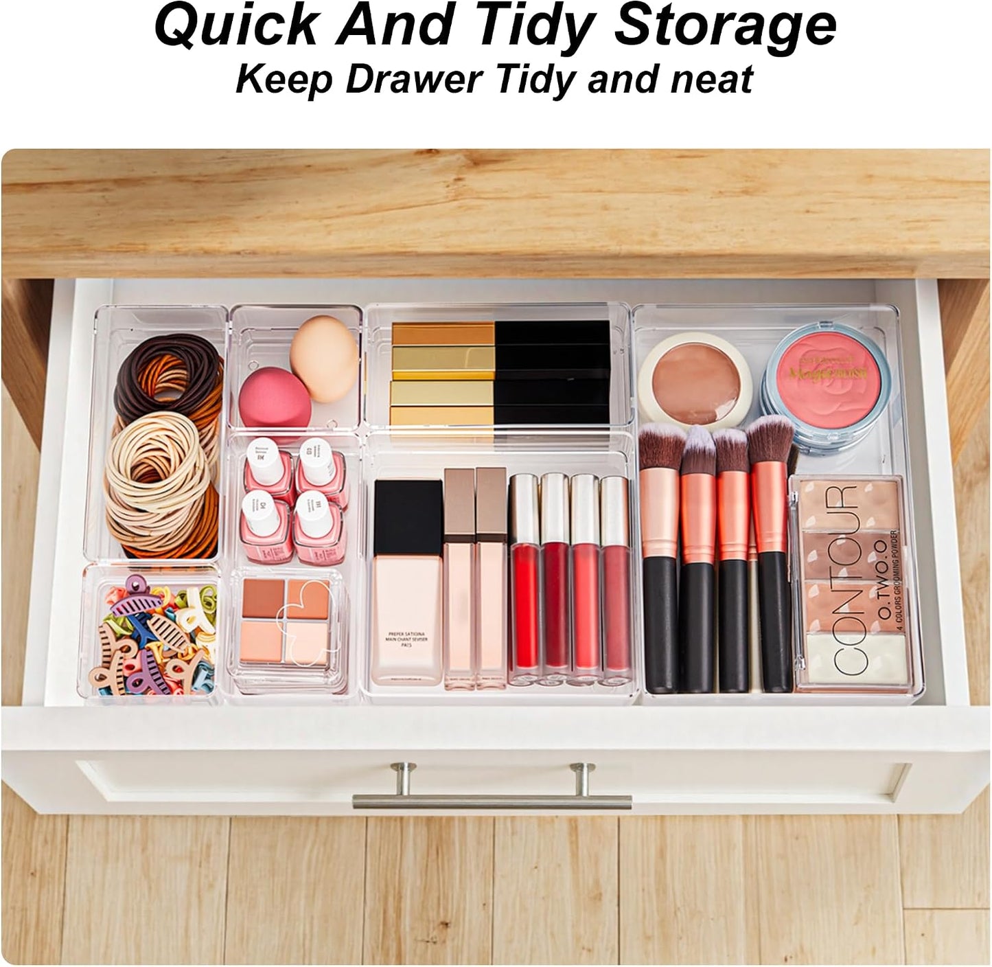 SMARTAKE 7 PCS Drawer Organizer, 4-Size Desk Drawer Organizer Trays