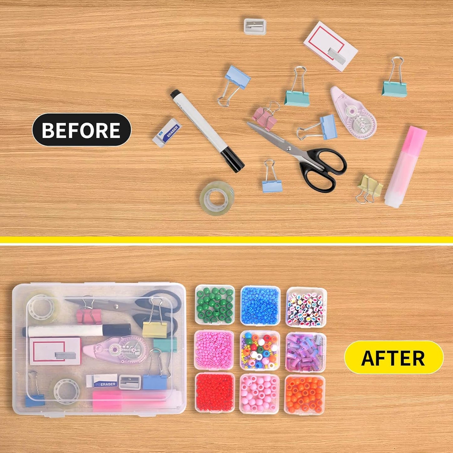 Bead Organizer Box, 30pcs Small Clear Plastic Storage Containers, Craft Storage Box Features Hinged Lid and Labels, Mini Boxes for Bracelets, Jewelry, Diamonds, Clay Beads, Screws, Seeds, Small Parts