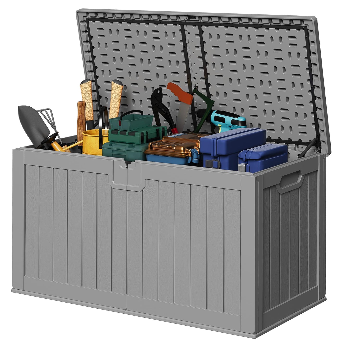 Devoko 30 Gallon Resin Deck Box Waterproof Outdoor Storage Box for Patio Furniture Pool Accessories Indoor Storage for Cushion Garden Tools (30 Gallon, Black)