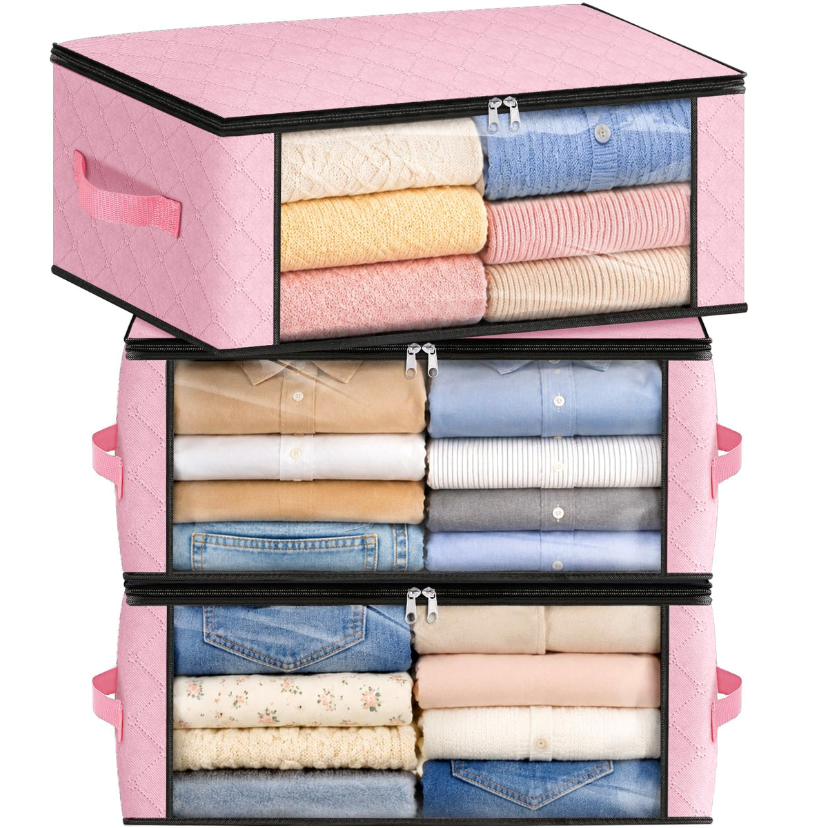 Fab totes 6 Pack Storage Bags for Clothes Blanket Storage Bins with Lids