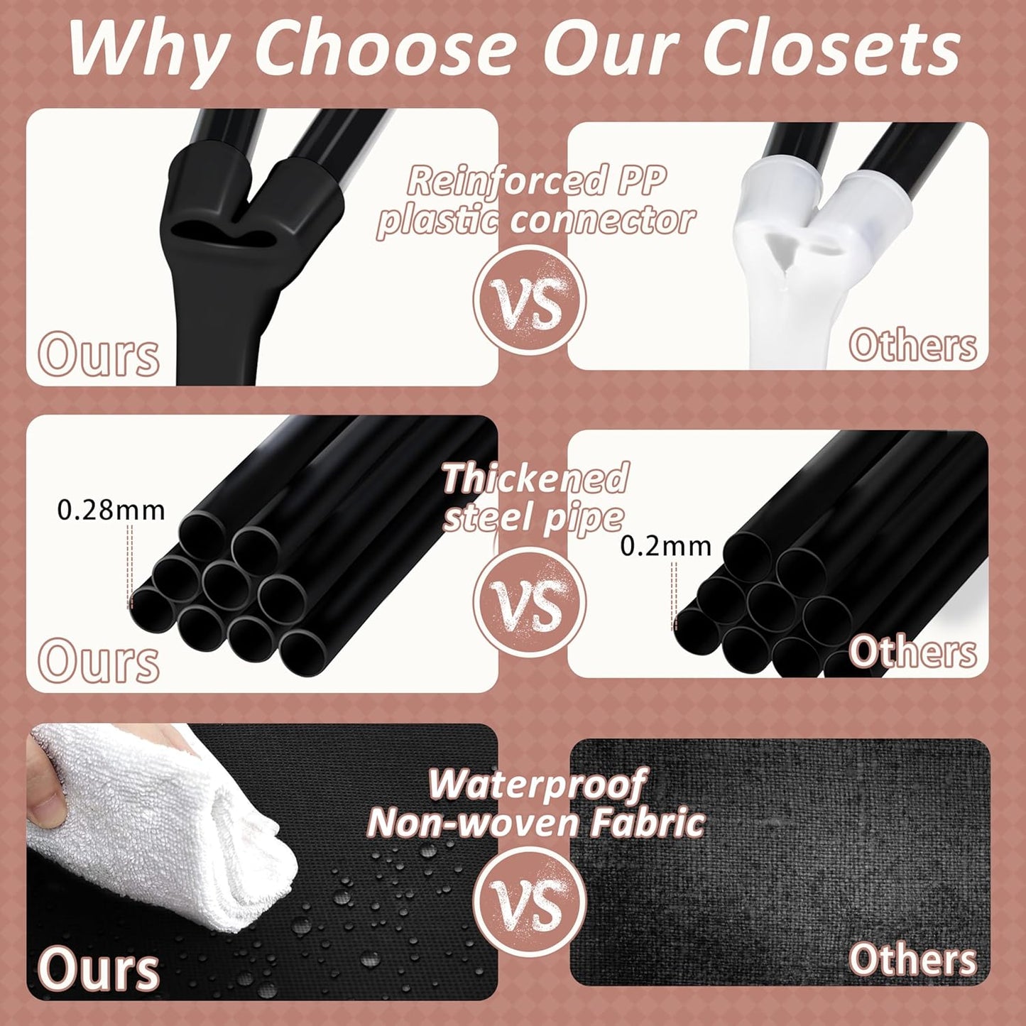 Wardrobe Closet, Quick and Easy Assembly, Black Portable Closet