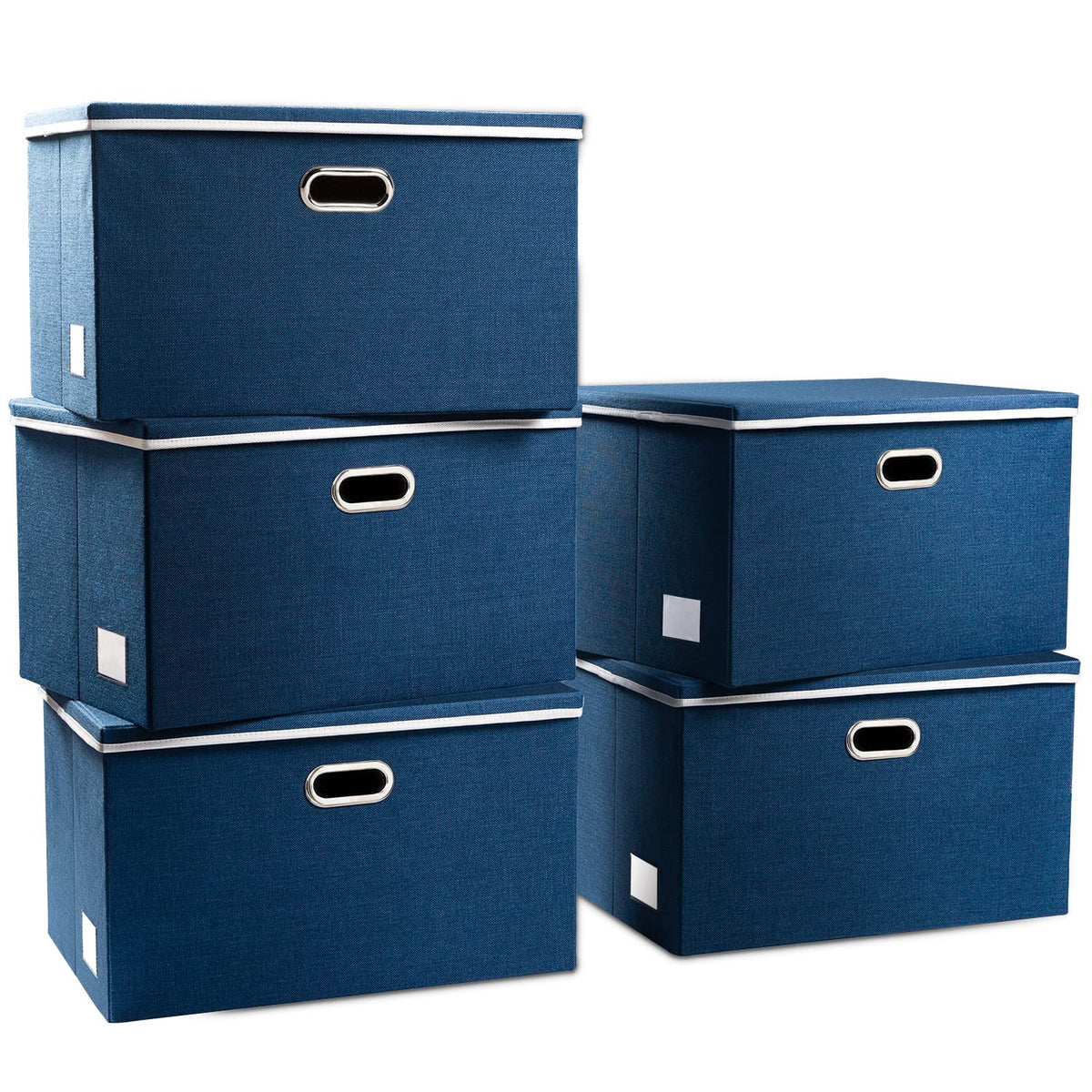 PRANDOM Large Collapsible Storage Bins with Lids [3-Pack] Jute Fabric Foldable Storage Boxes Organizer Containers Baskets Cube with Cover for Home Bedroom Closet Office Nursery (17.7x11.8x11.8)