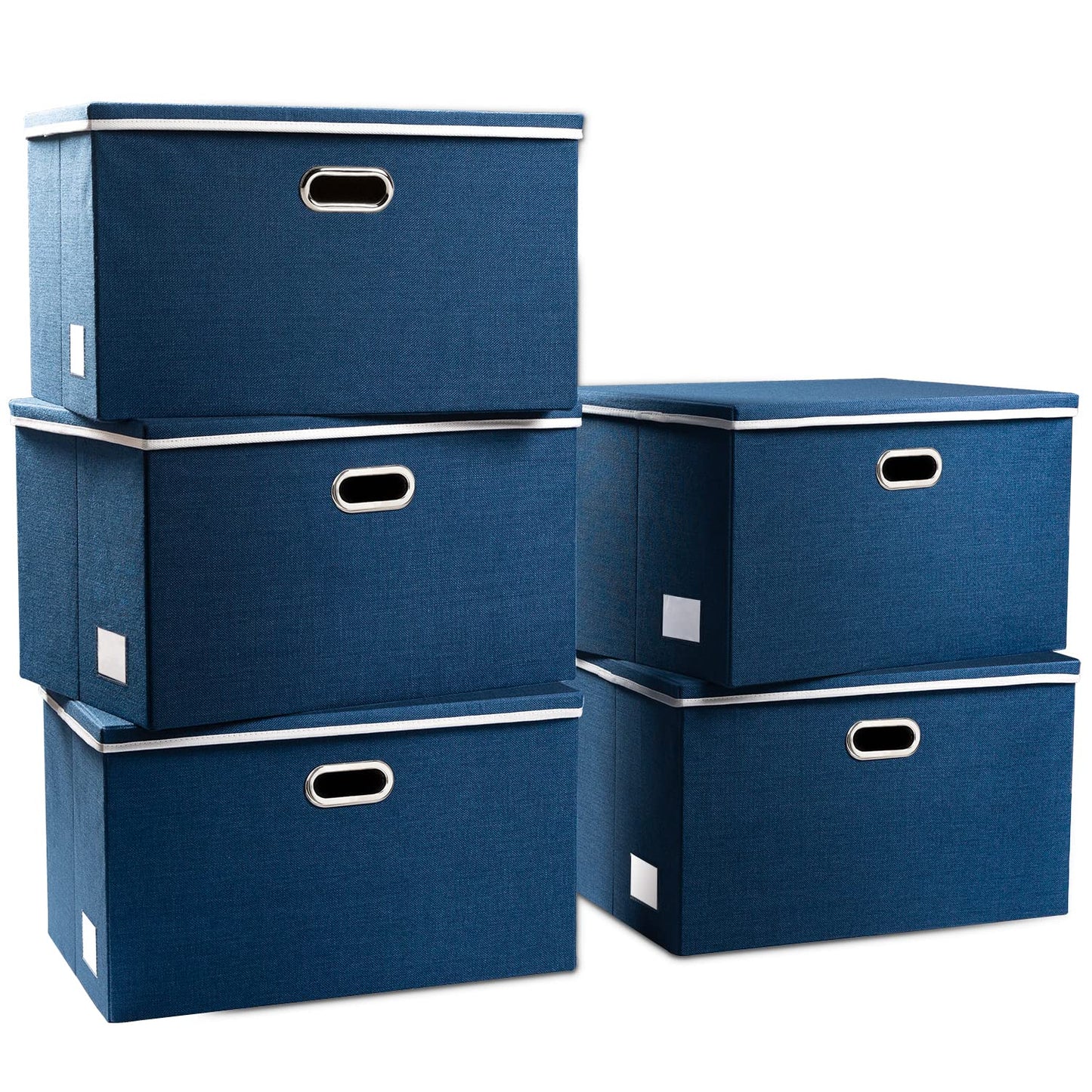 PRANDOM Large Collapsible Storage Bins with Lids [3-Pack] Linen/Cotton Blend Foldable Storage Boxes Organizer Containers Baskets Cube with Cover for Home Bedroom Closet Office Nursery(17.7x11.8x11.8)