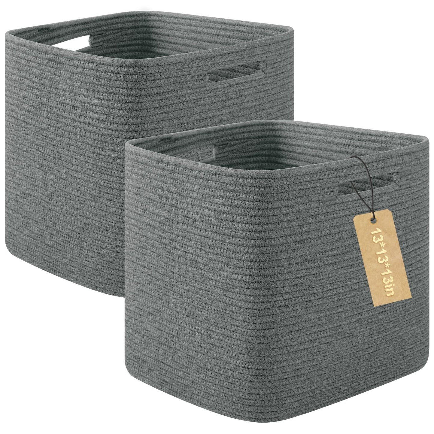 OIAHOMY 2 PACK Cube Storage Bin 13 Inch Collapsible Storage Cube Brown