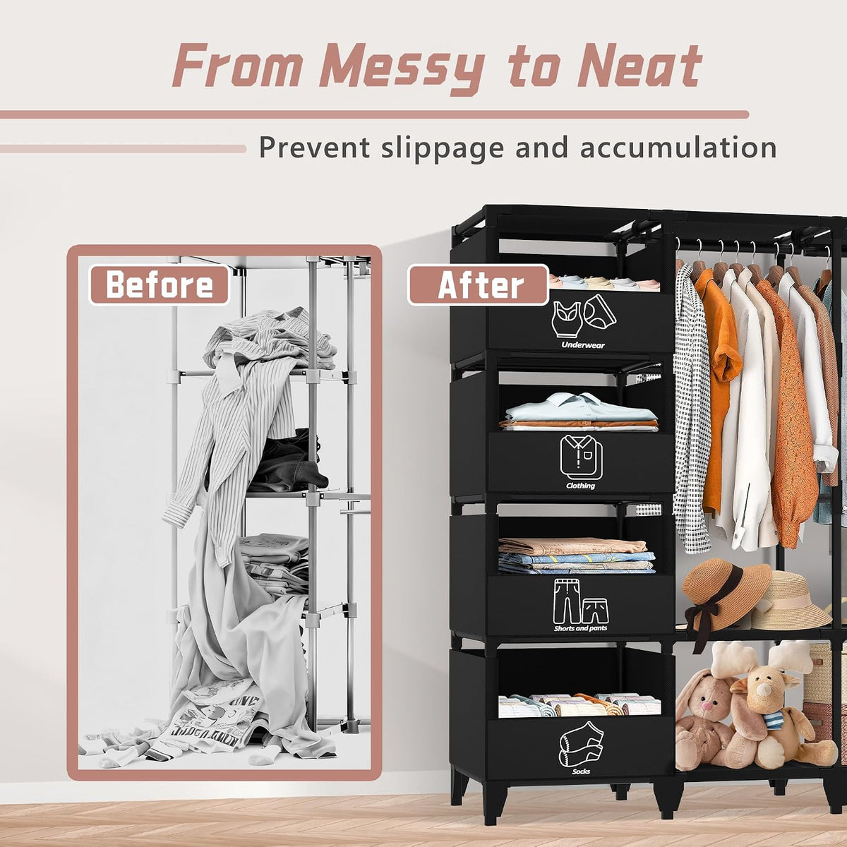 Portable Closet, Easy Assembly, Large Capacity Wardrobe Closet