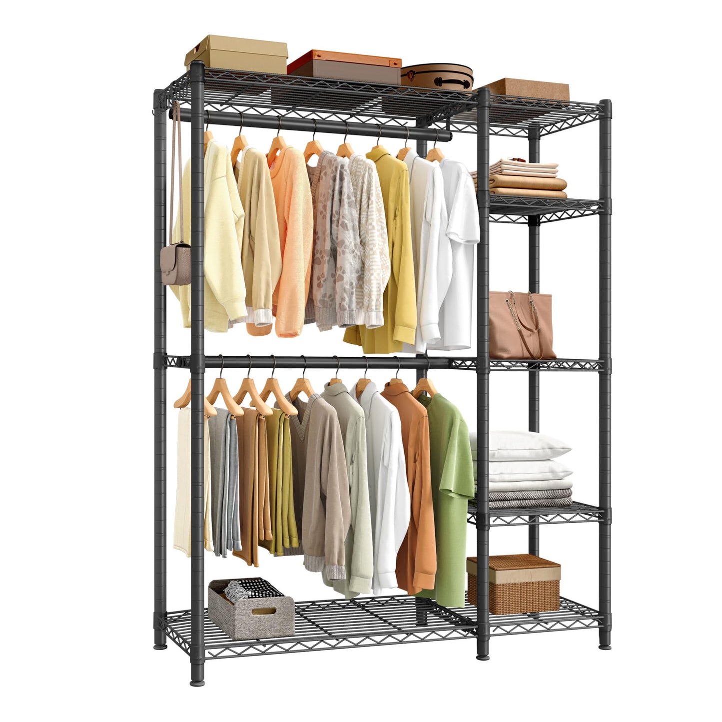 SONGMICS Closet Organizers and Storage, Clothes Rack with Shelves