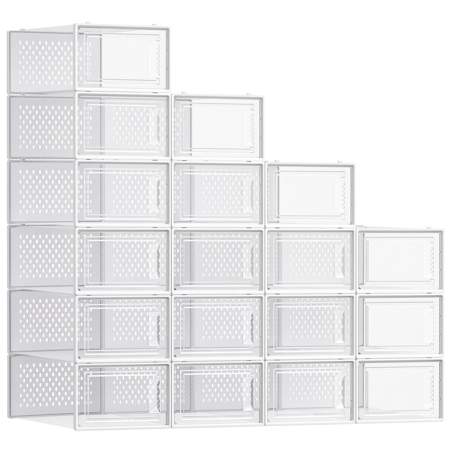 SONGMICS Shoe Boxes, Clear Plastic Sneaker Box, Pack of 12