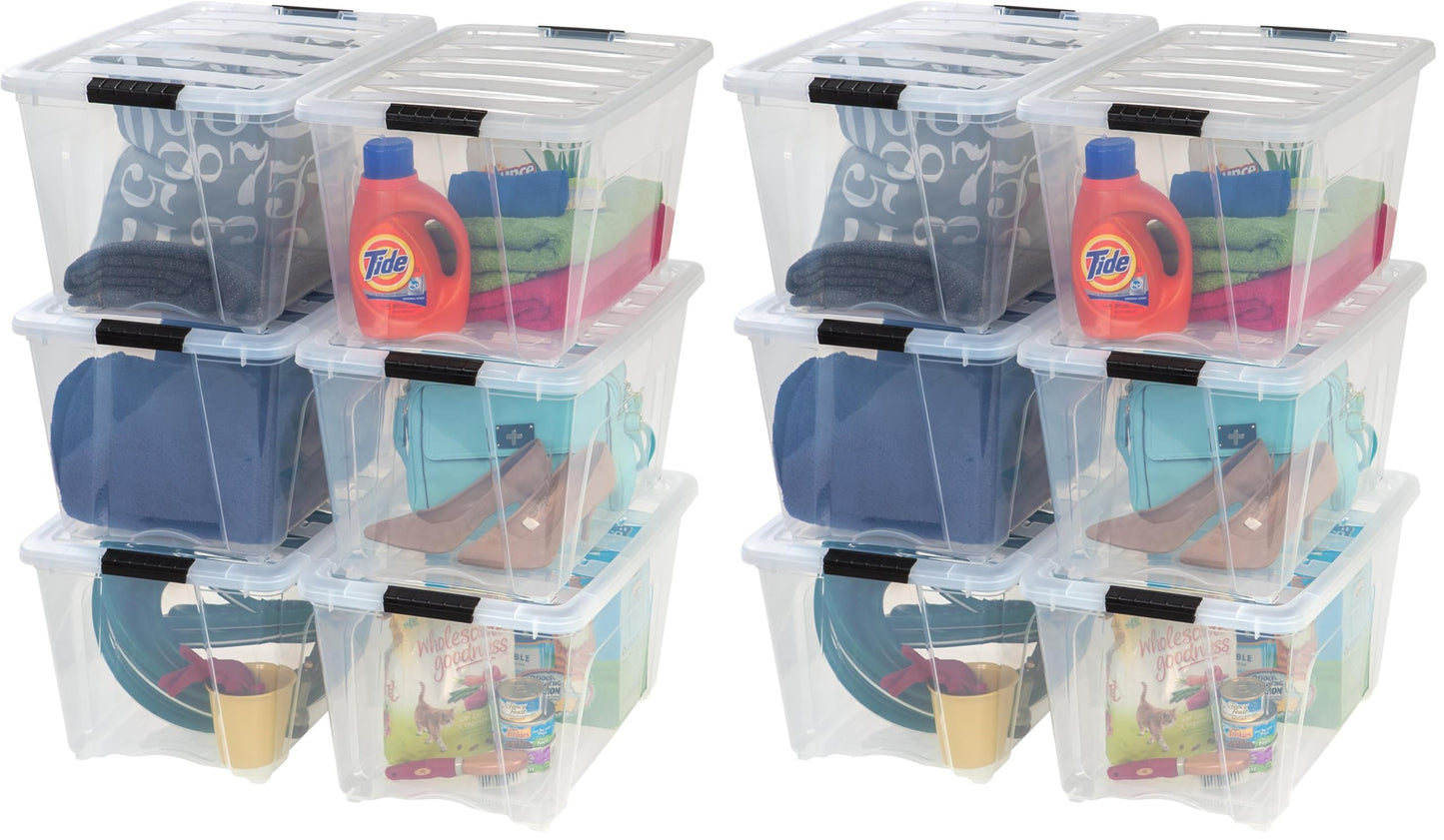 IRIS USA 4-Pack 13 Quart Storage Bins with Lids, Clear