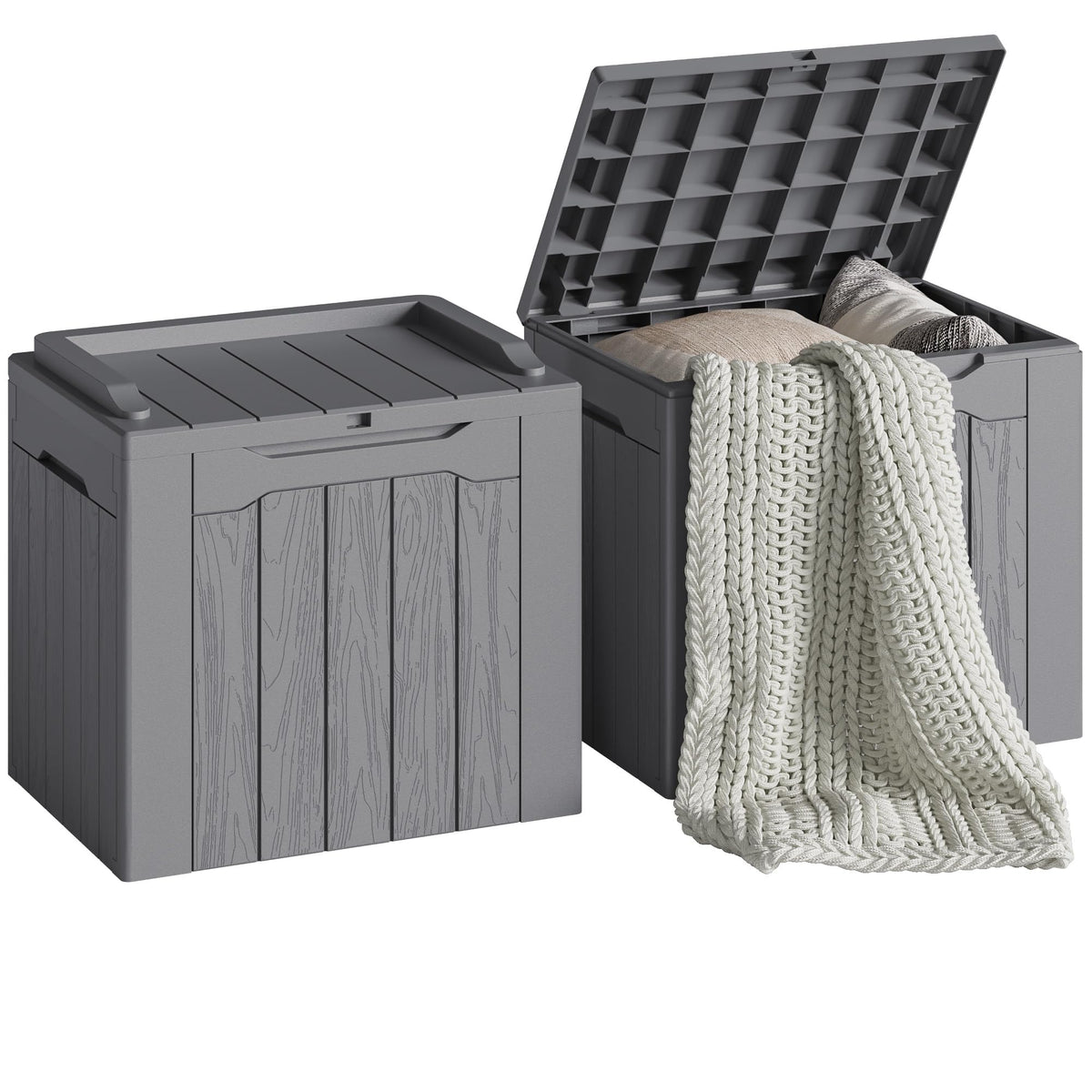 Devoko 30 Gallon Resin Deck Box Waterproof Outdoor Storage Box for Patio Furniture Pool Accessories Indoor Storage for Cushion Garden Tools (30 Gallon, Black)