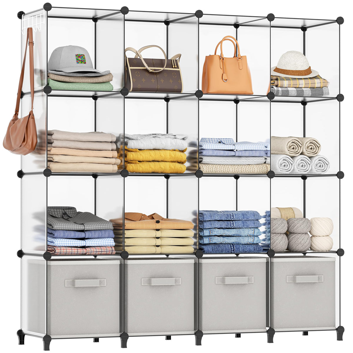 HOMIDEC Closet Organizers and Storage, 9 Cube Storage Organizer, Black