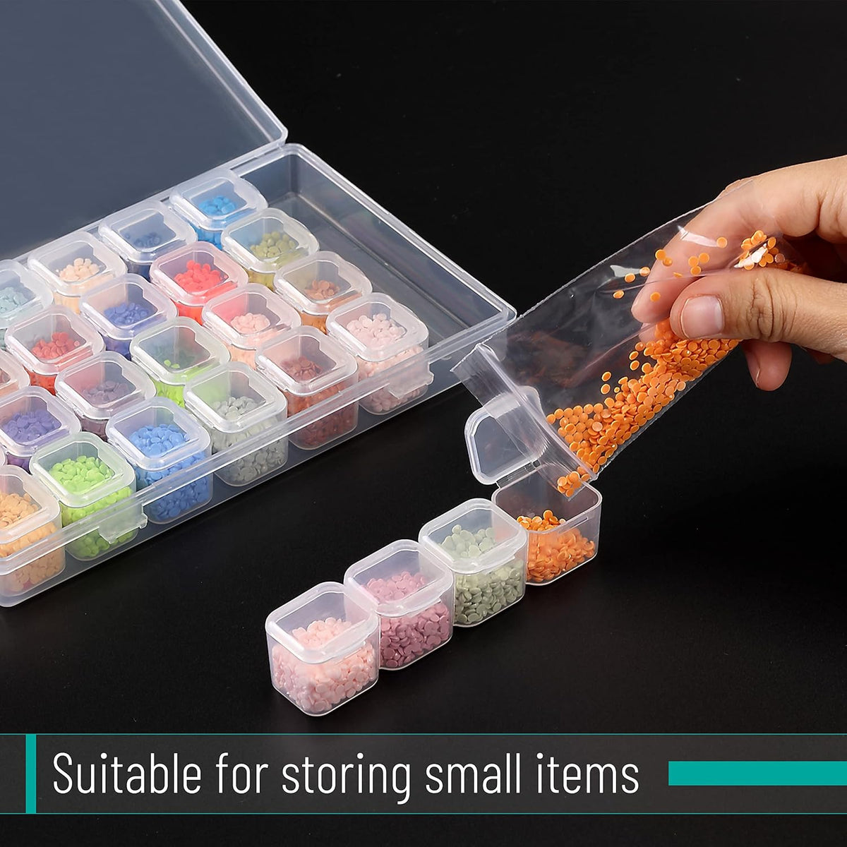 Mr. Pen- Bead Storage Containers, 28 Grids, 2 Pack, Clear White