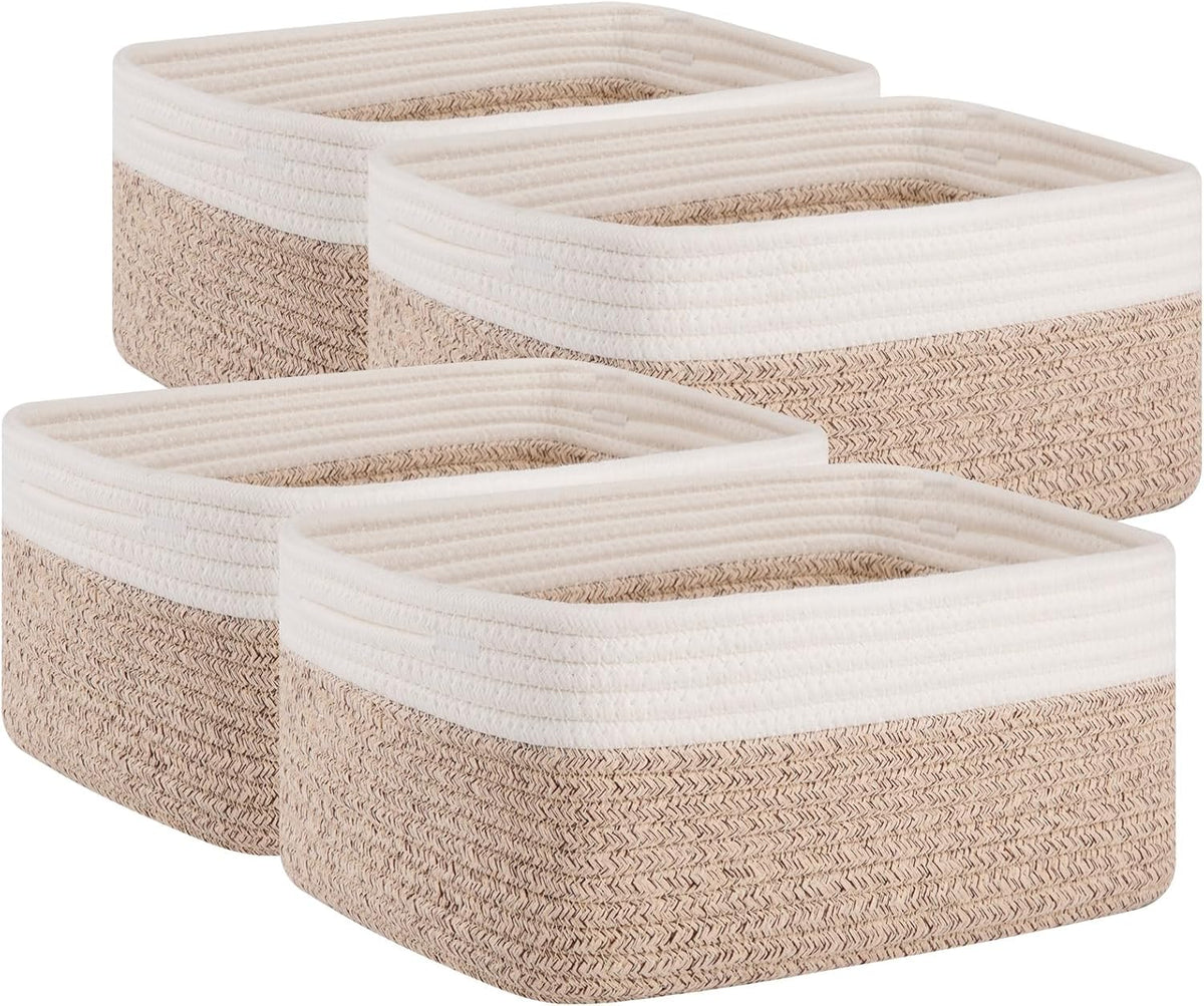 OIAHOMY 4 PACK 7L Storage Baskets for Organizing Storage Bins Brown