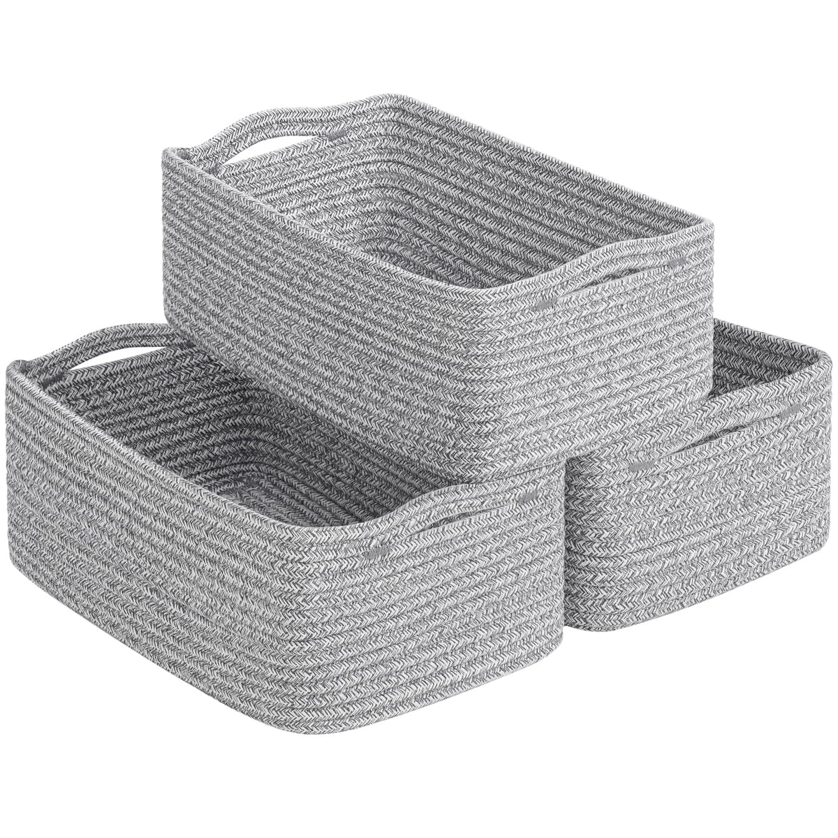 Goodpick 3Pack Rope Storage Baskets for Shelves Organizing, 11 x 7 x 4.5 in