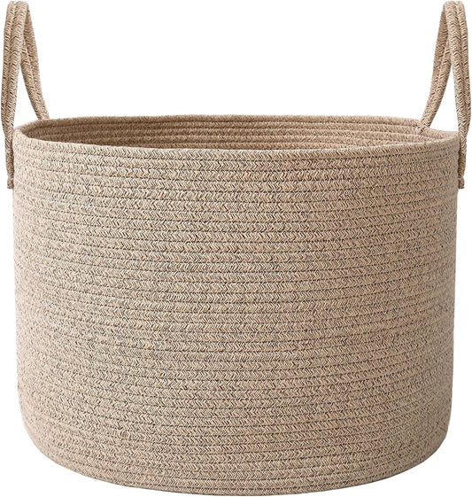 JMvicyroam 65L Extra Large Machine Washable Cotton Rope Blanket Basket