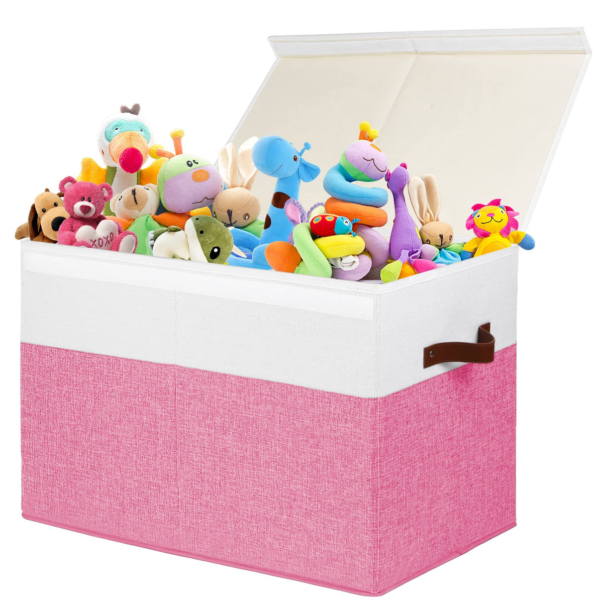 Large Toy Storage Box with Lid, Toy Chest Bin Boxes Basket with Dividers