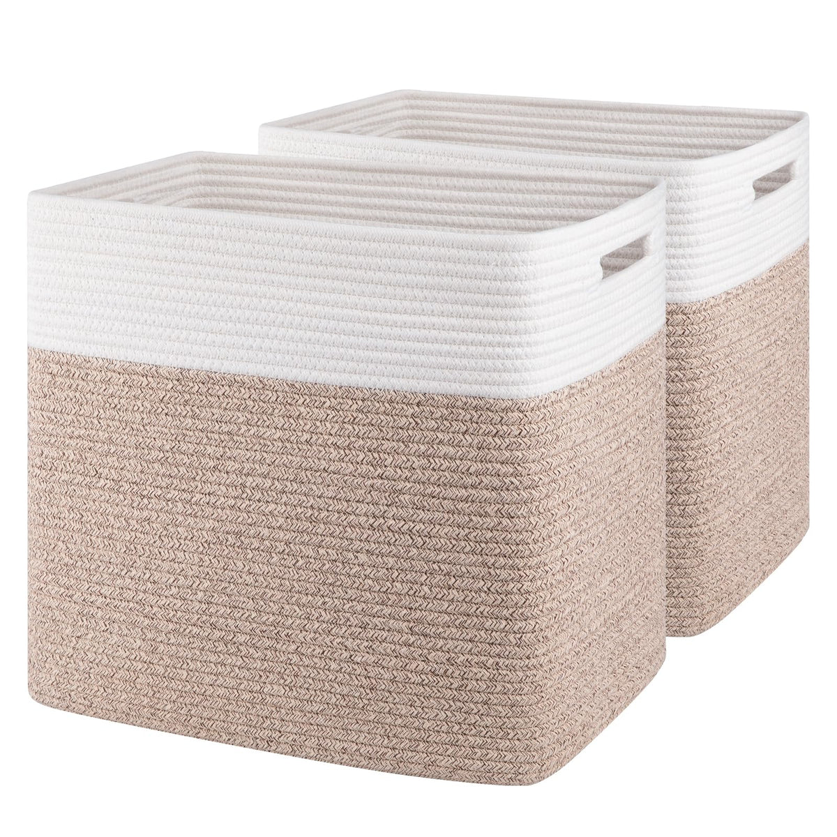 OIAHOMY 2 PACK Tall Storage baskets 42L Blanket Basket Living Room Brown