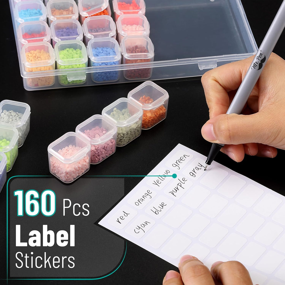 Mr. Pen- Bead Storage Containers, 28 Grids, 2 Pack, Clear White