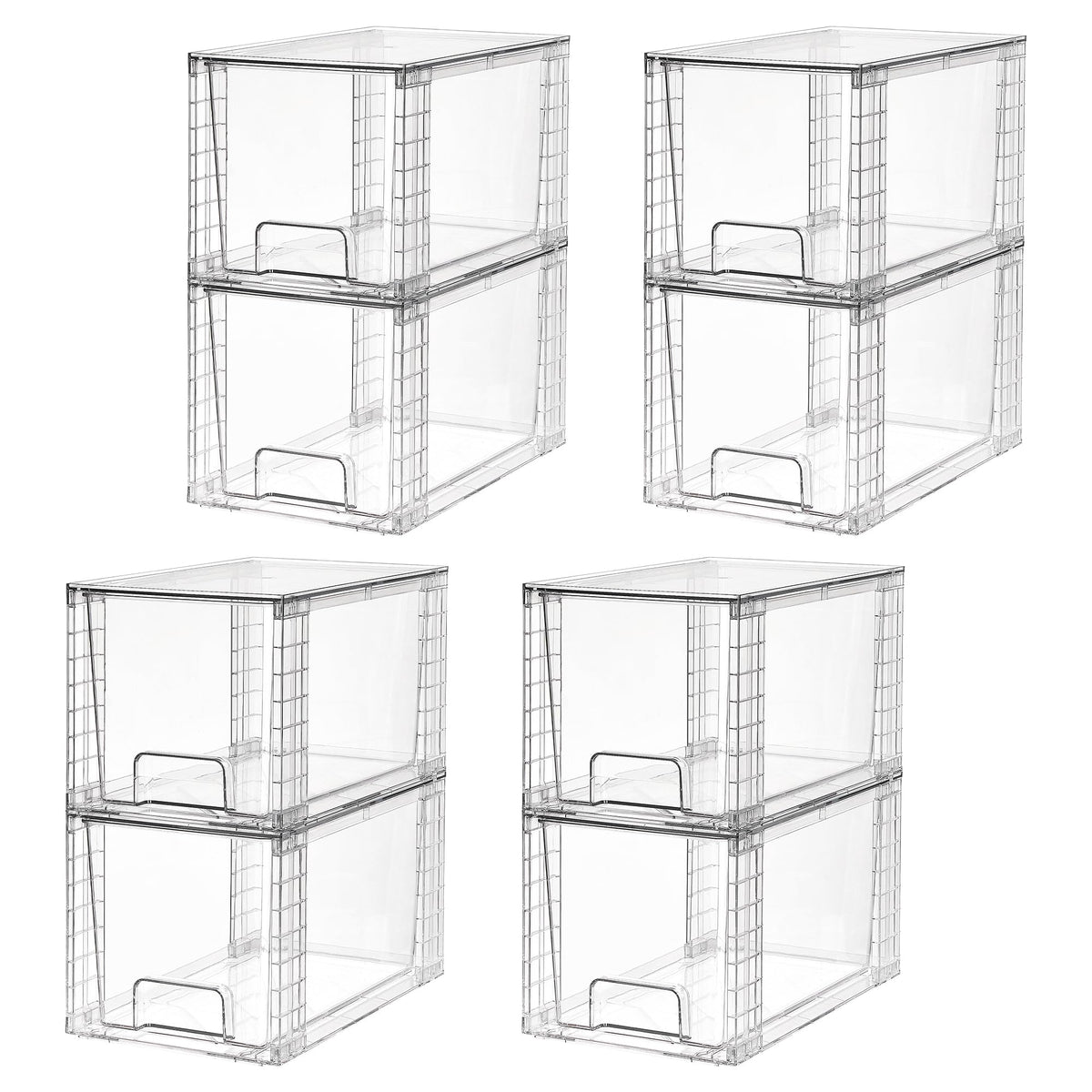 Vtopmart 4 Pack Large Stackable Storage Drawers, Clear
