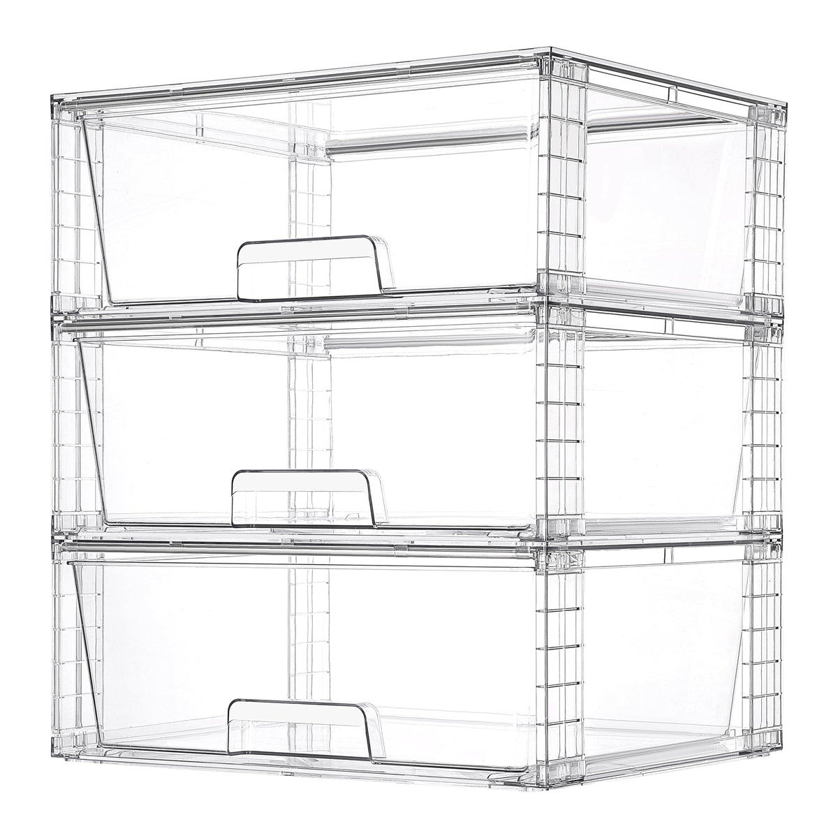 Vtopmart 2 Pack Large Clear Stackable Storage Drawers for Closet, Pantry